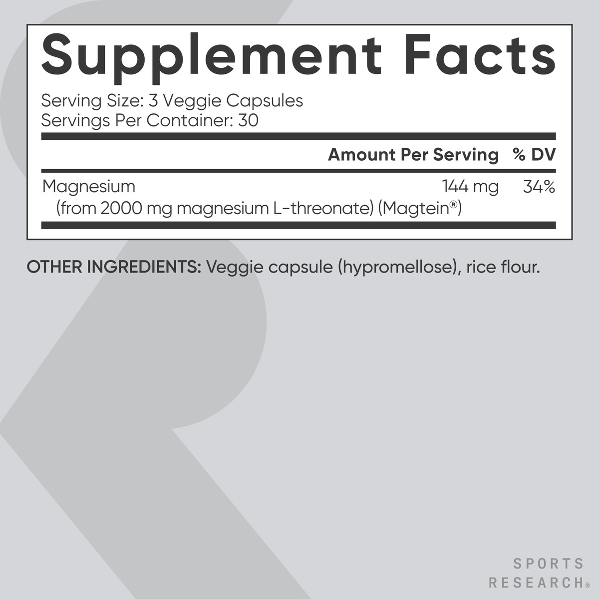 Magtein Magnesium L-Threonate Supplement 2000mg 90 Capsules for Adults