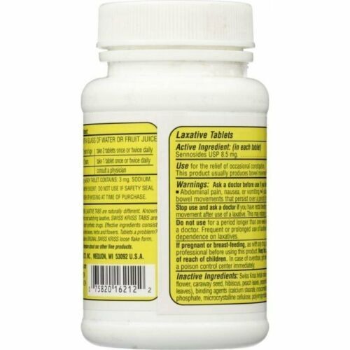 Swiss Kriss Herbal Laxative Gentle Natural Constipation Relief Tablets 120 Count