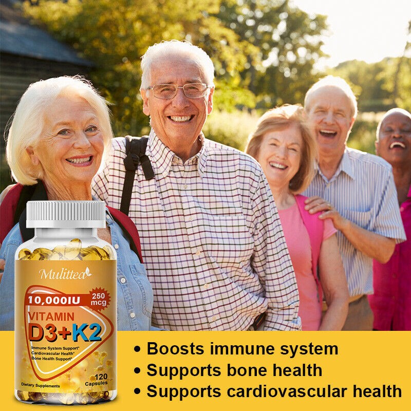 Vitamin K2 (MK7) with D3 10,000 IU Supplement, 120-600 Capsules, Immune Health