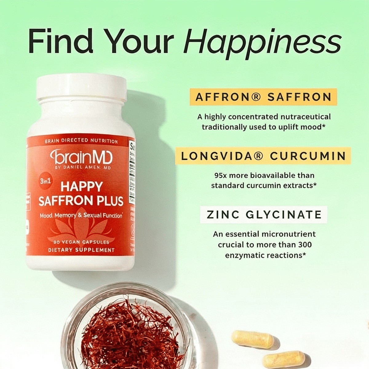 Gluten/Dairy/Egg-Free – BrainMD Happy Saffron Plus: #1 Healthier Happiness