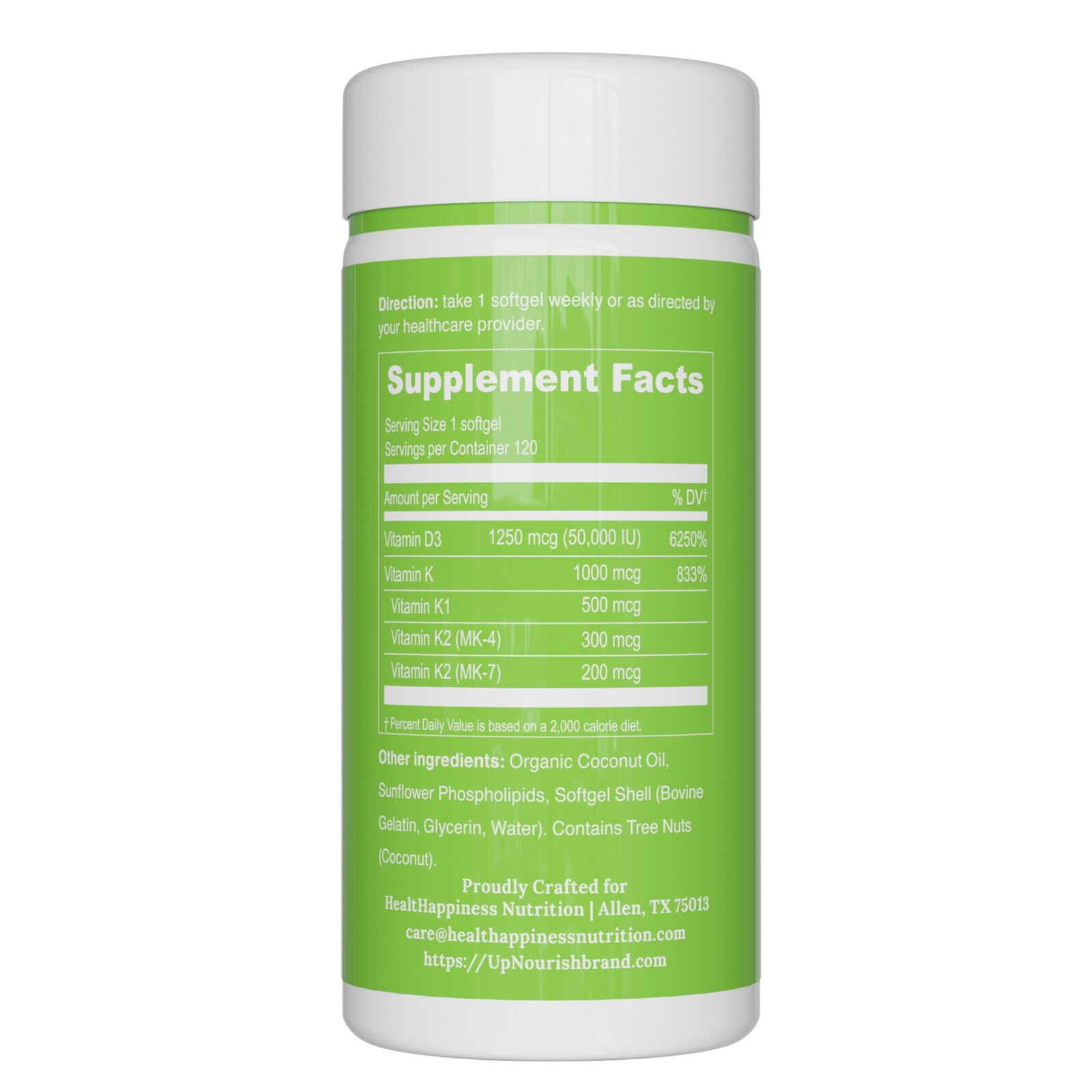 Liposomal Vitamin D3 50000 IU K 1000 mcg softgel 120 ct