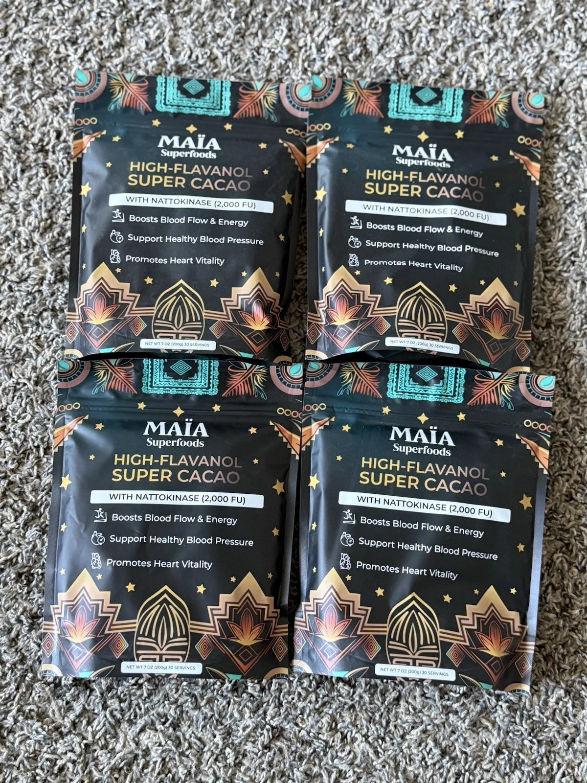 4 x MAIA High-Flavanol Super Cacao Cardiovascular Superfood 30 Servings Original