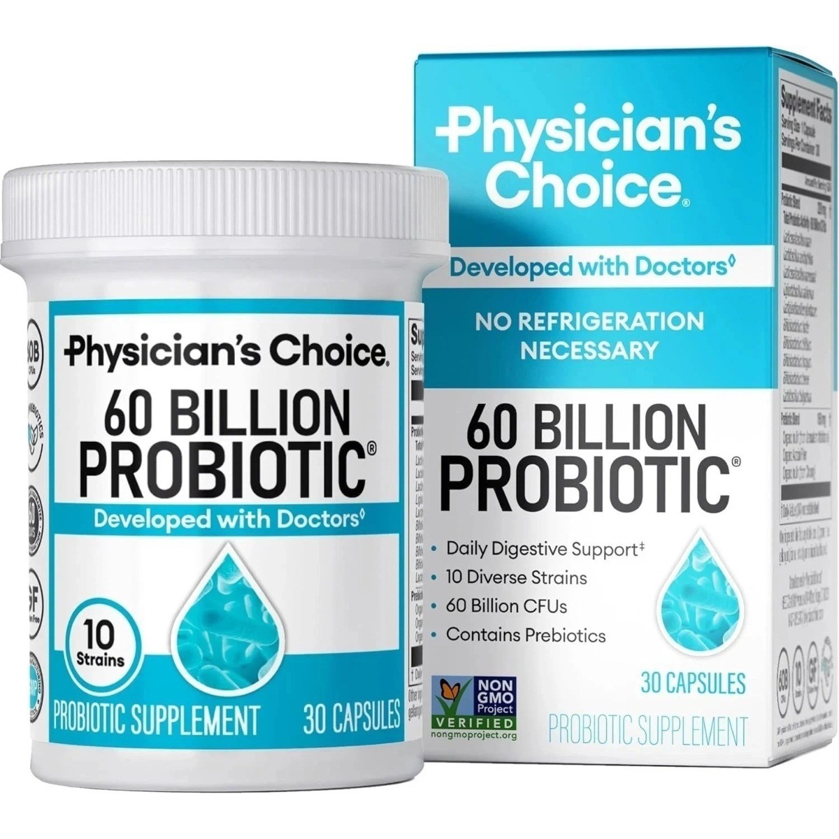Physician’s Choice 60B Probiotic–10 Strains & Prebiotics for Gut & Immune, 60ct
