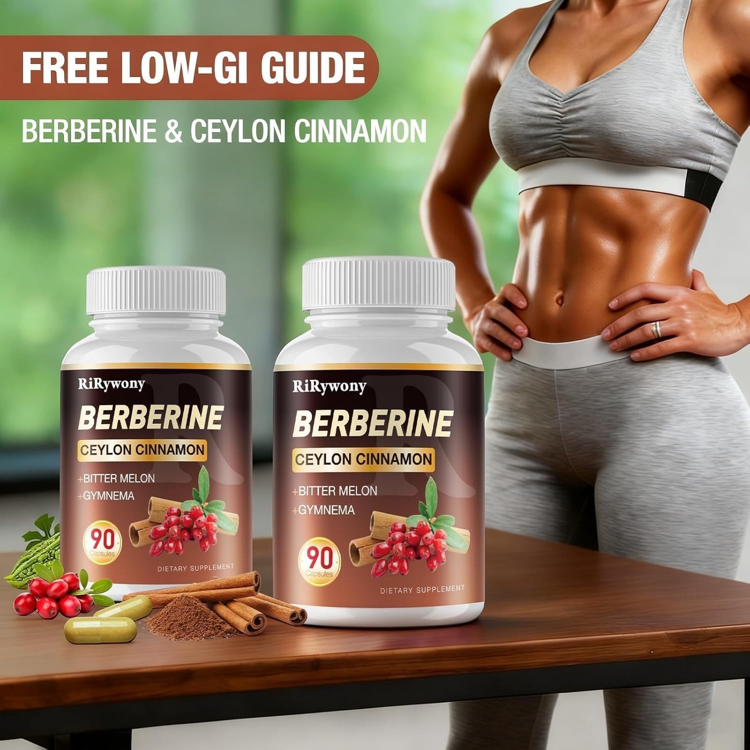 Berberine Supplement, Berberine with Ceylon Cinnamon Bitter Melon and Gymnama…