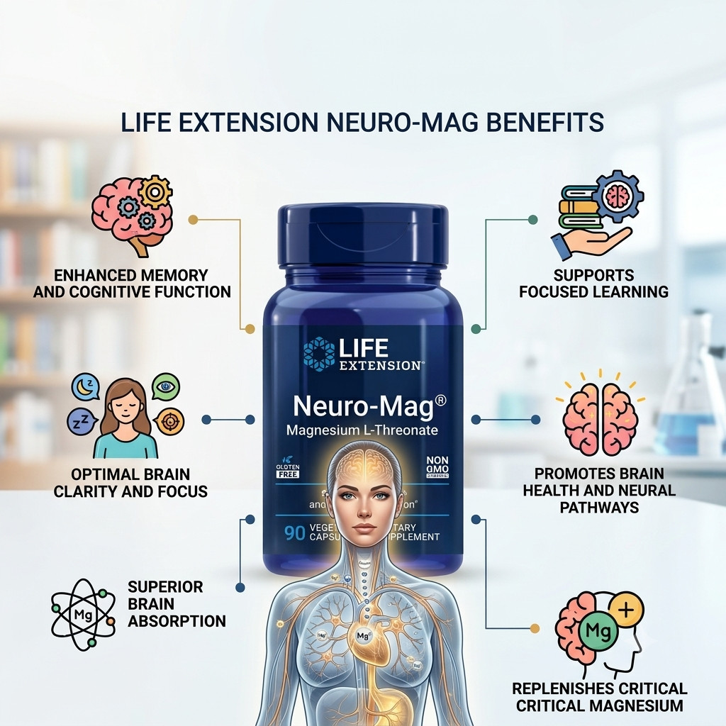 2 PACK Life Extension Neuro-Mag® Magnesium L-Threonate 90 Caps Brain Memory Supp