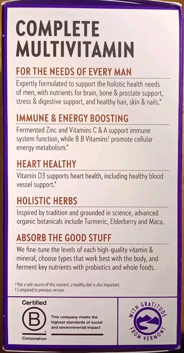 LOT 2 NEW CHAPTER ONE DAILY EVERY MAN’S MULTIVITAMIN SUPPLEMENT 72 X2 144 TABLET