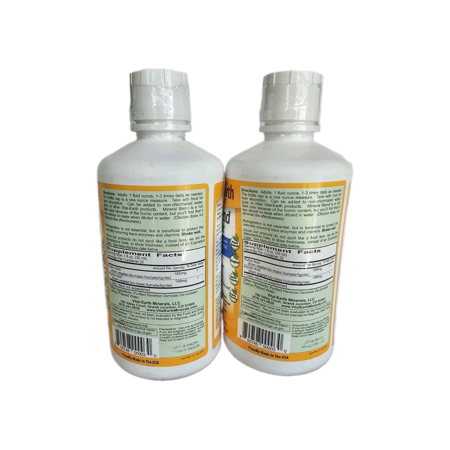 Vital Earth Minerals Fulvic-Humic Mineral Blend Each 32 fl oz 2 Pack