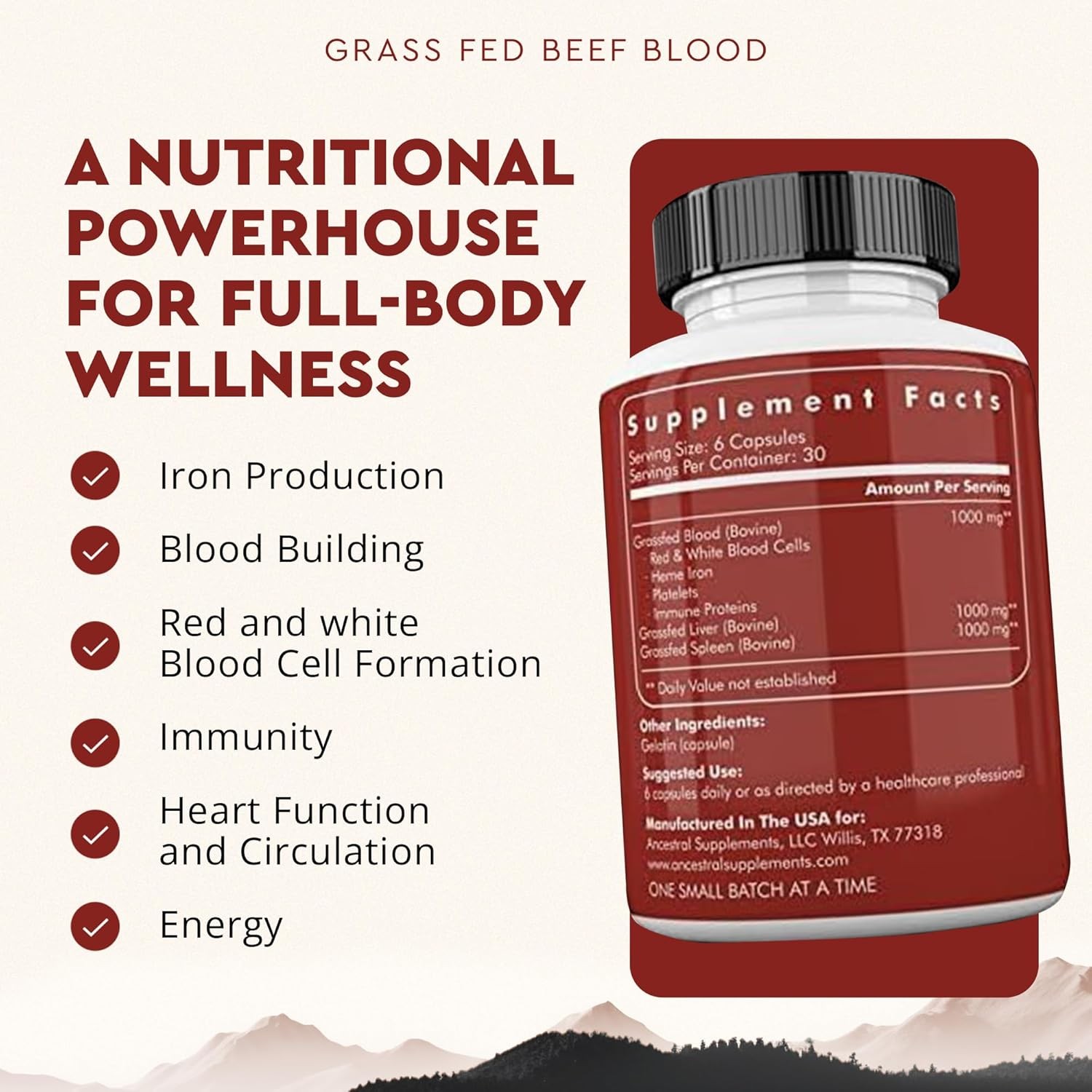 Ancestral Supplements Grass Fed Blood is Blood, Liver & Spleen Formula,…