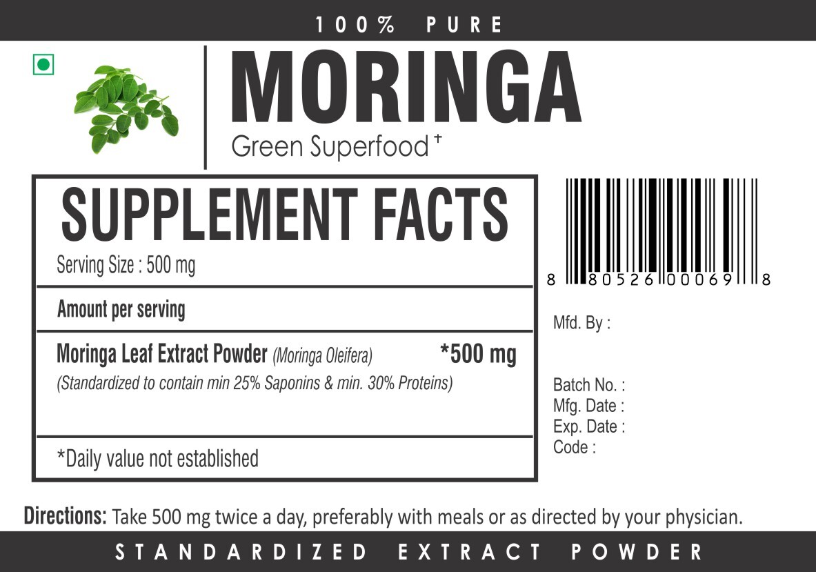 Moringa Extract Powder 500 mg – Strong Multivitamin Immune Support Superfood