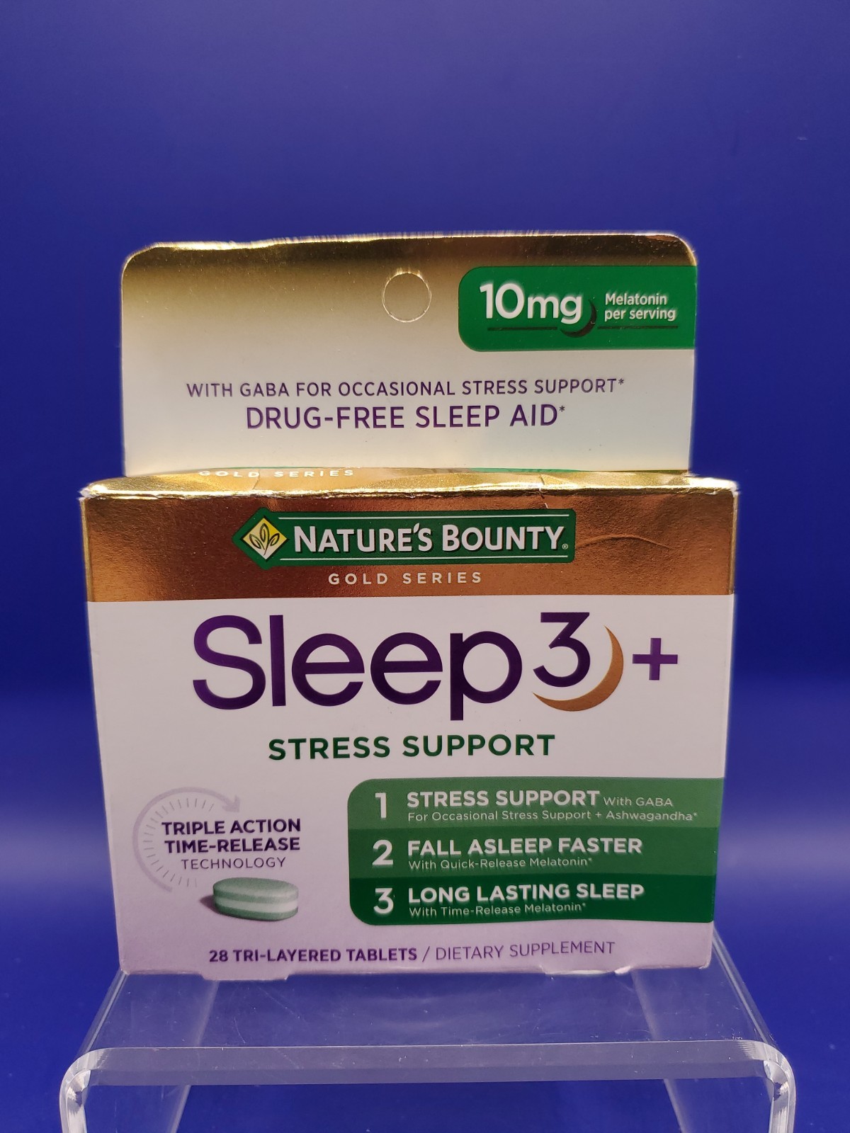 Nature’s Bounty Sleep 3+ Stress Support Sleep Aid 28Ct Tablets EXP 07/2026