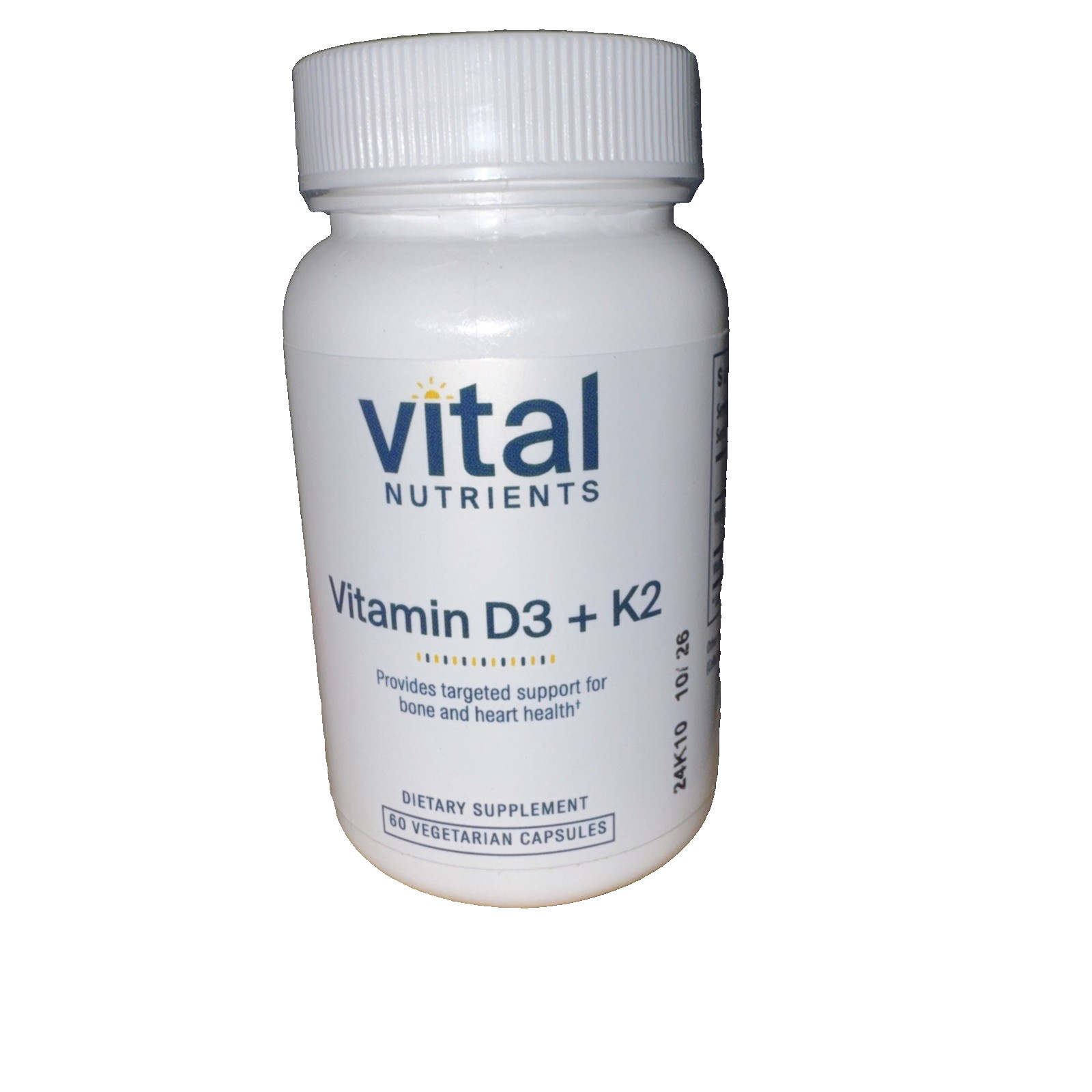Vital Nutrients Vitamin D3 2000 IU + K2 150 mcg 60 Vegetarian Capsules Ex 10/26
