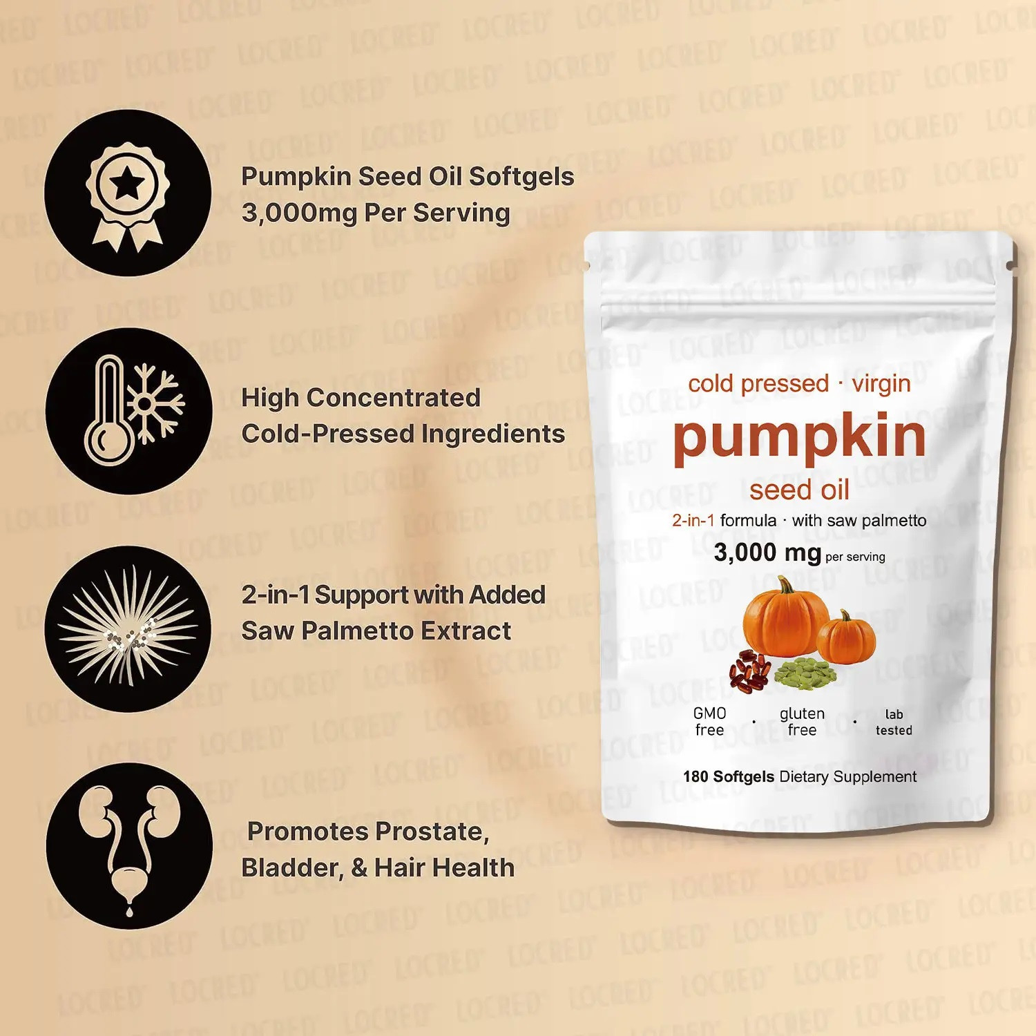 Seed Pumpkin Oil Saw Palmetto 3000 mg Per Serving -Bladder & Prostate Health