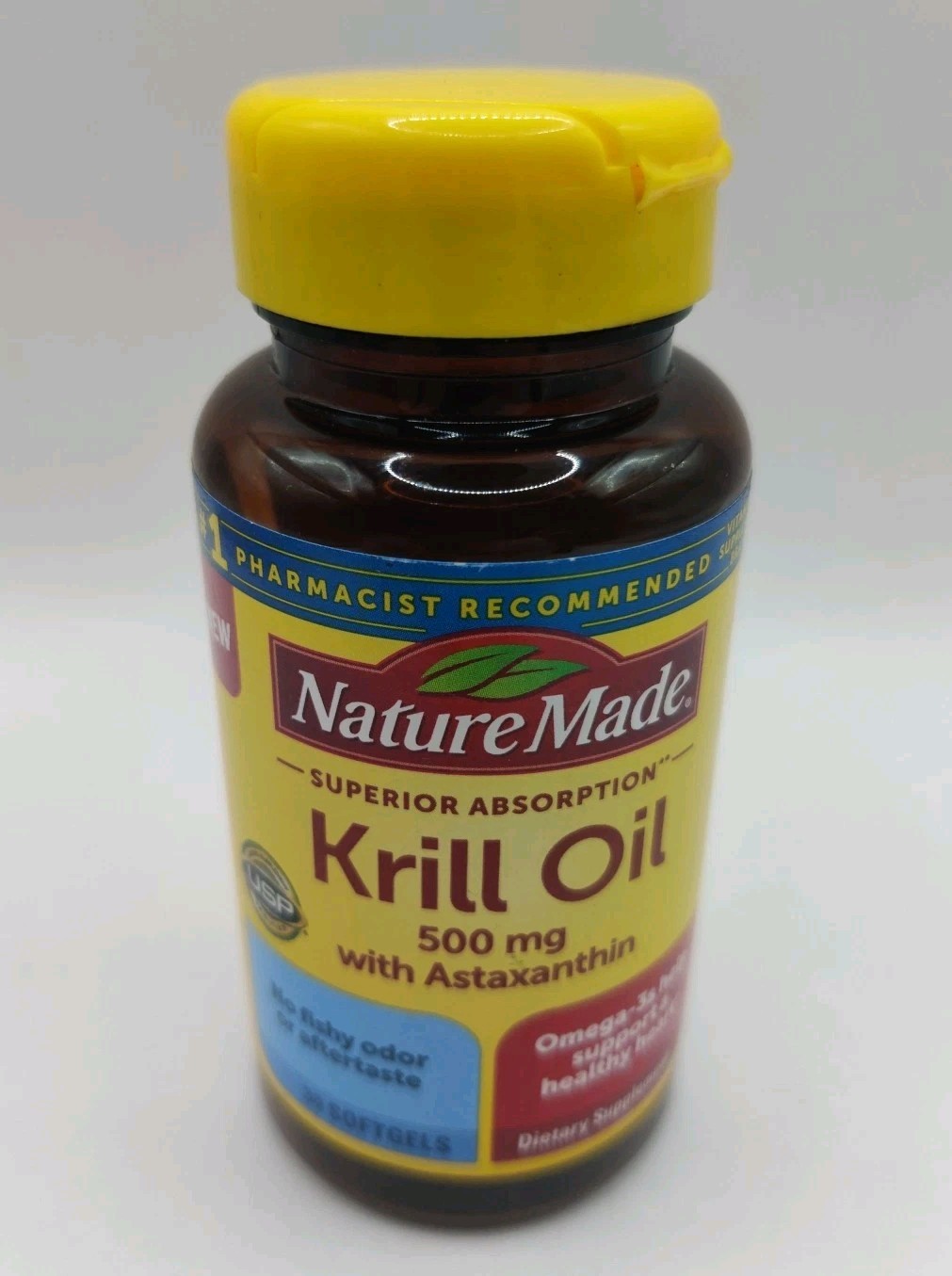Nature Made Krill Oil with Astaxanthin 500 mg Omega-3 30 Softgels EXP 6/2027
