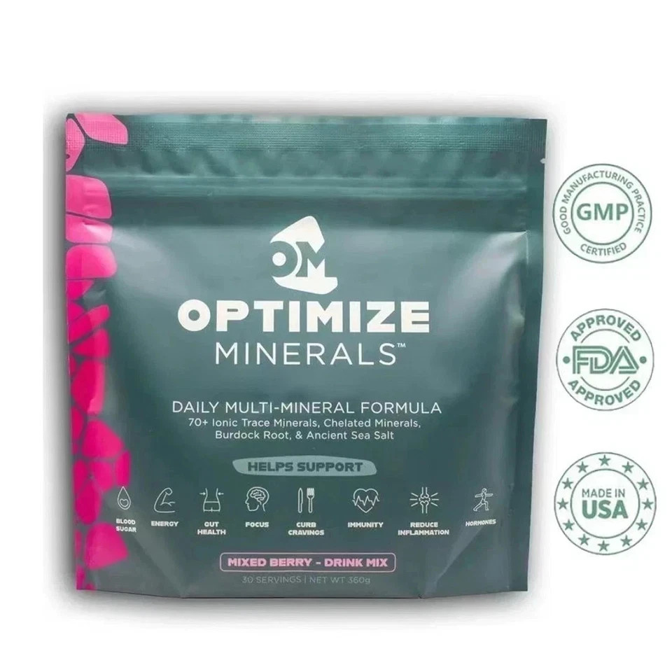 3PCS Optimize Minerals Multi – Mineral Daily Powder – Gluten Free, 30 Servings