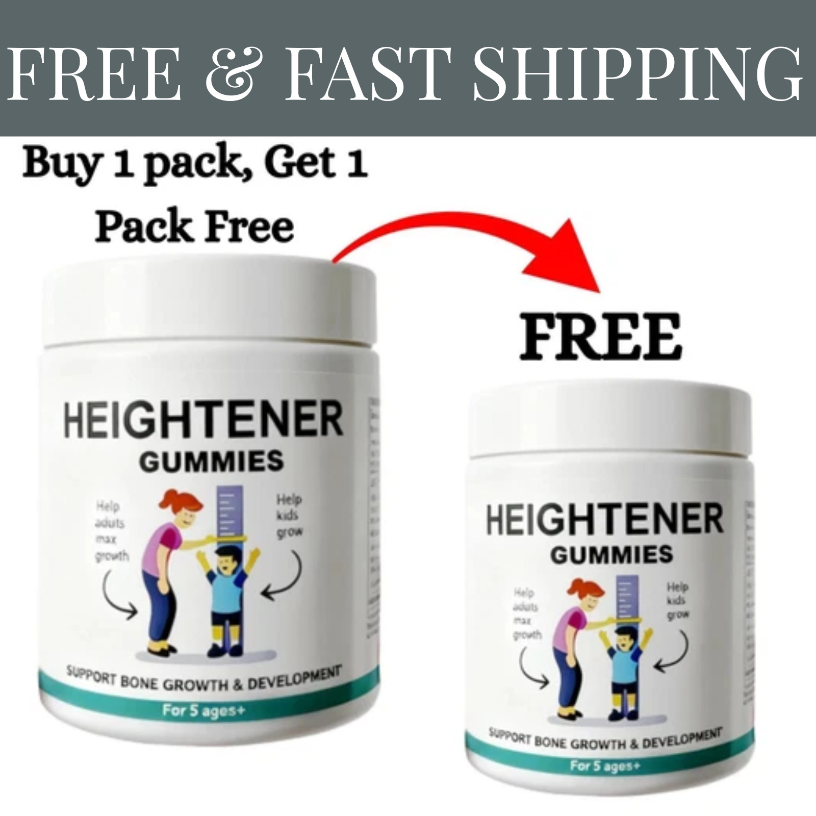 Organic Heightener Gummies Height Growth Supplement For Kids Teens Support-New
