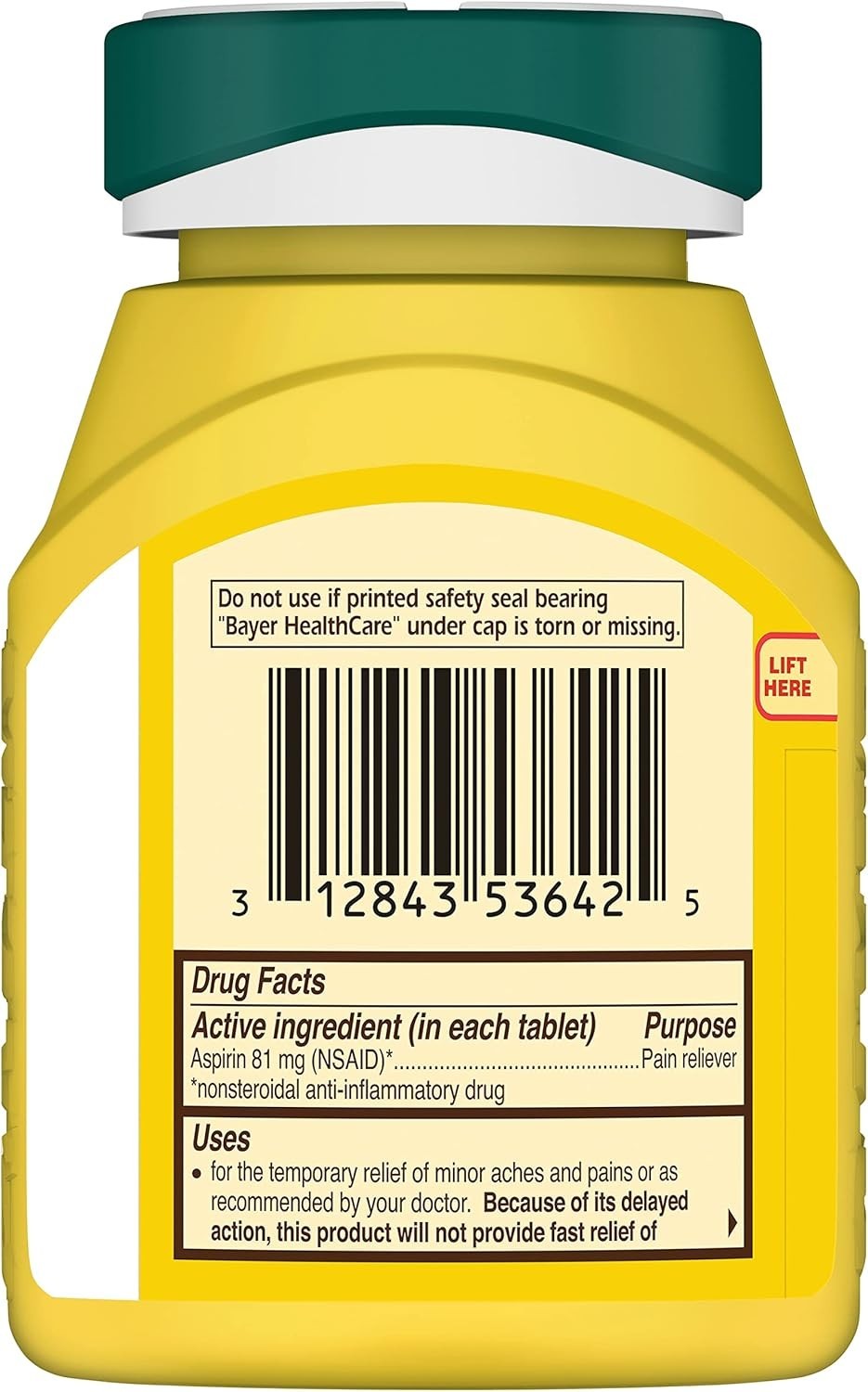 Low Dose Aspirin 81mg Enteric Coated Tablets 300 Count