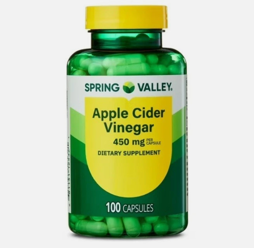 Spring Valley Apple Cider Vinegar Capsules 450mg 100 Count Exp 07/2027