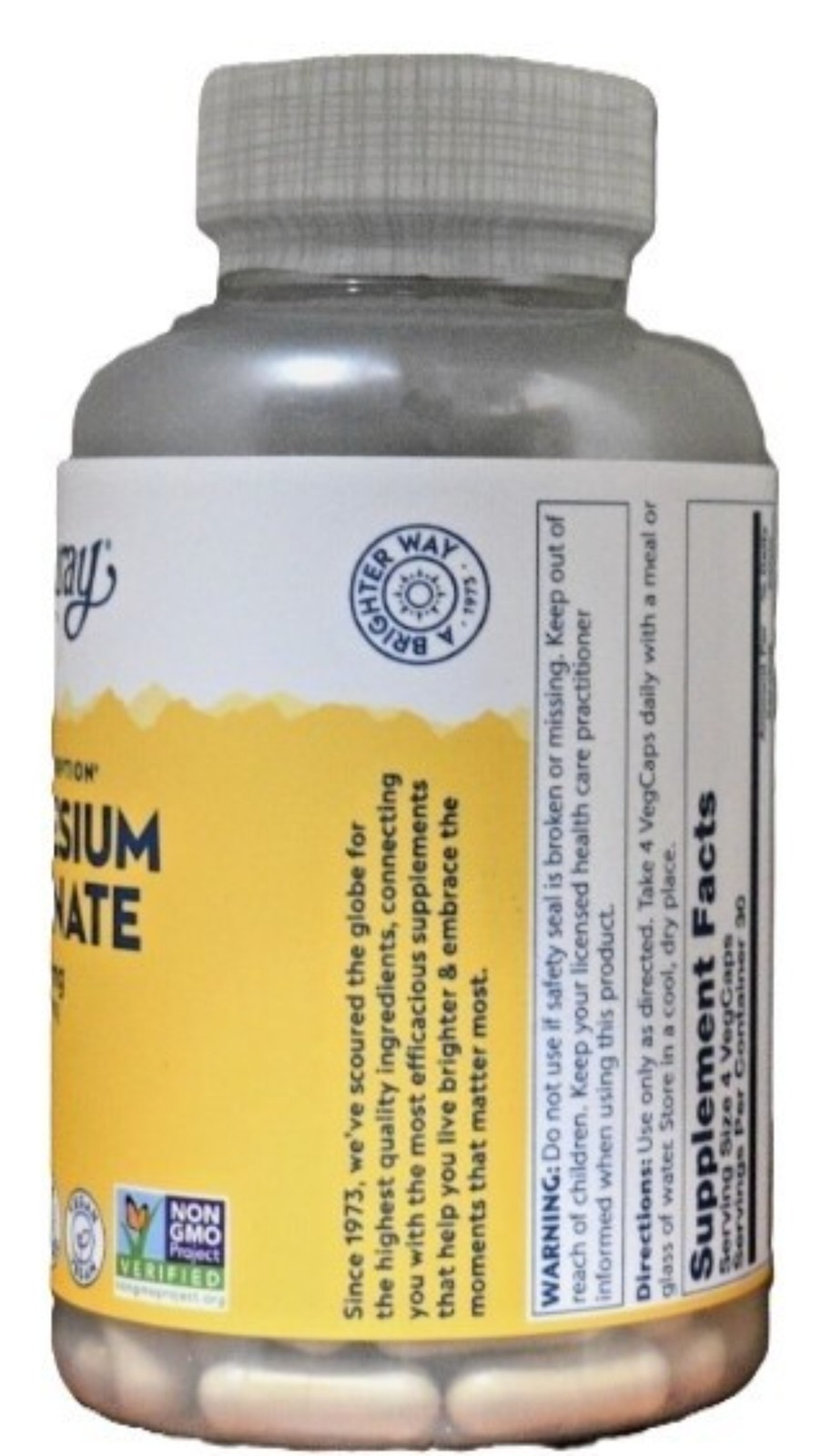 Solaray Magnesium Glycinate 350 mg 120 Capsules VegCaps Higher Absorption 2 Pack