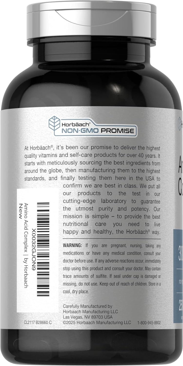 Amino Acid Complex 3000Mg | 360 Caplets | Non-Gmo, Gluten Free Amino Acids Supp