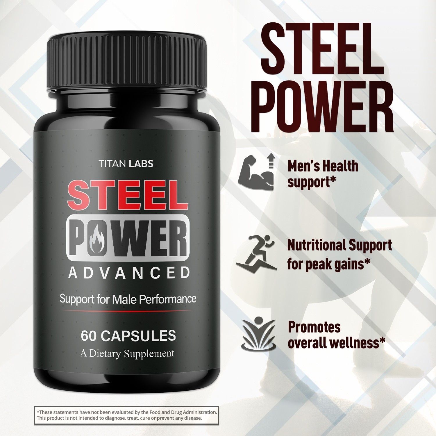 (2 Pack) Steel Power Advanced Male Health Support Supplement SteelPower 120 Caps