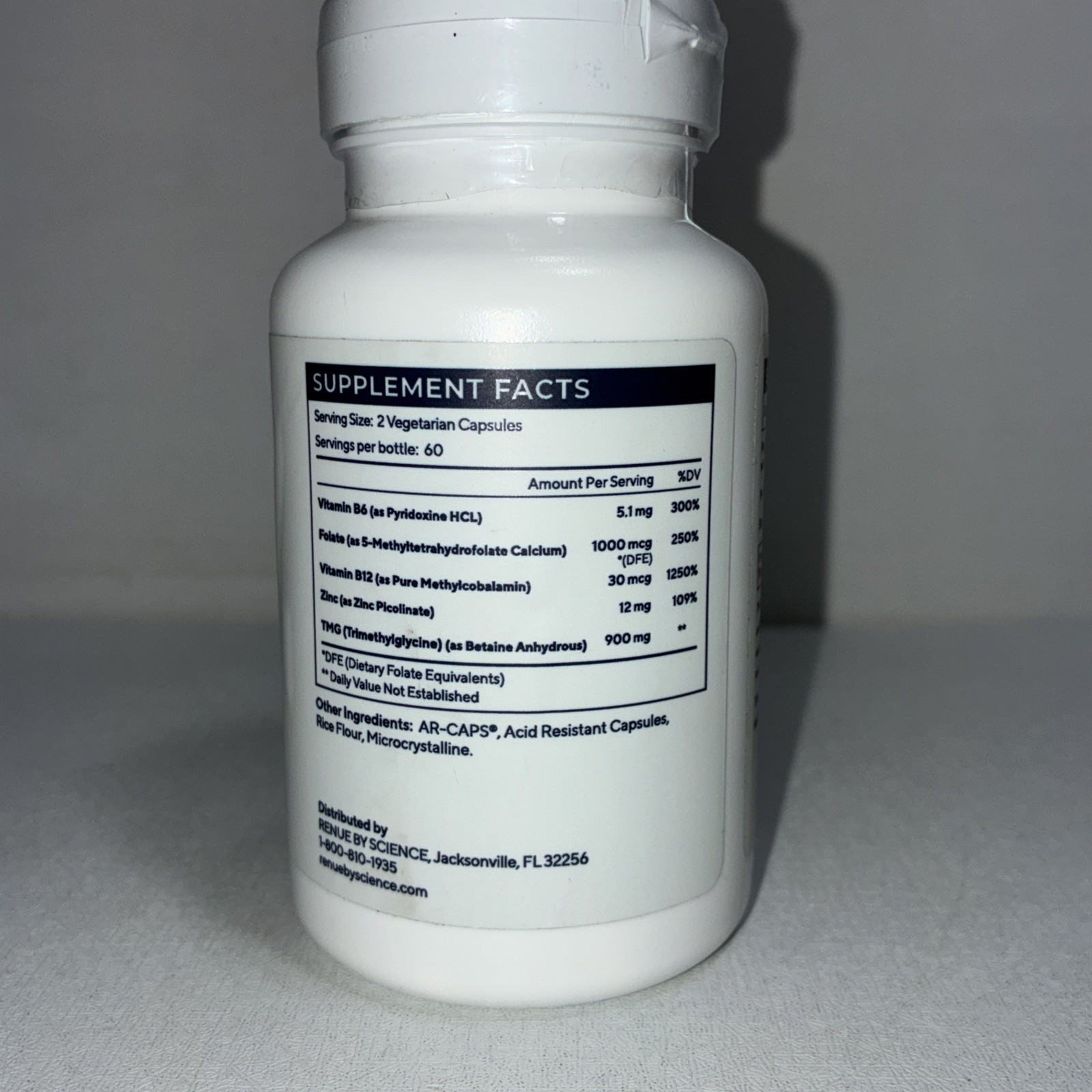 Renue By Science TMG Methylation Essentials 120 Caps 900 Mg Sealed