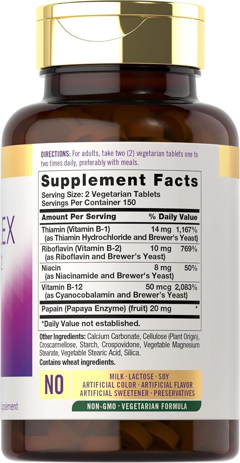 B Complex Vitamin B12 300 Tablets High Potency Energy Metabolism Vegetarian Non