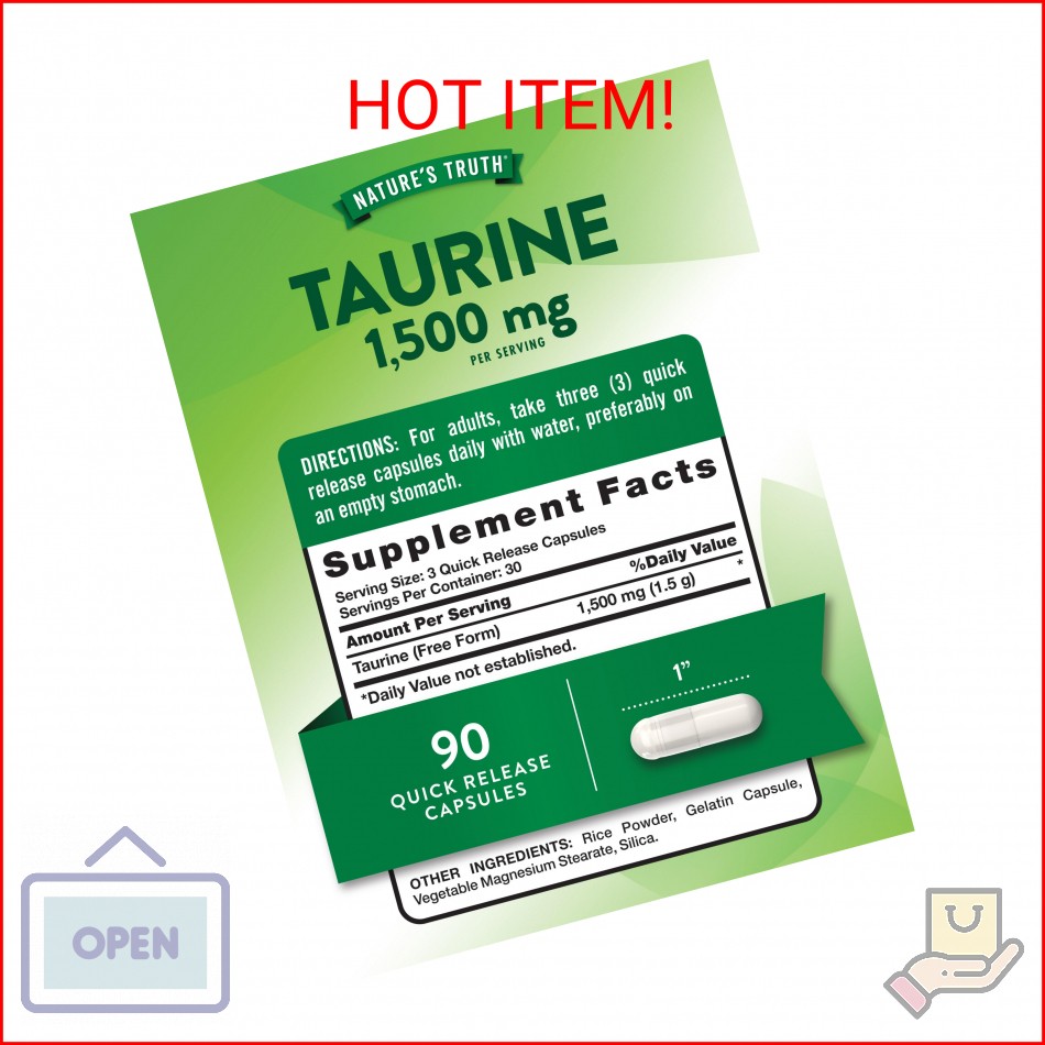 Nature’s Truth Taurine Supplement | 1500mg | 90 Capsules | Non-GMO & Gluten Free