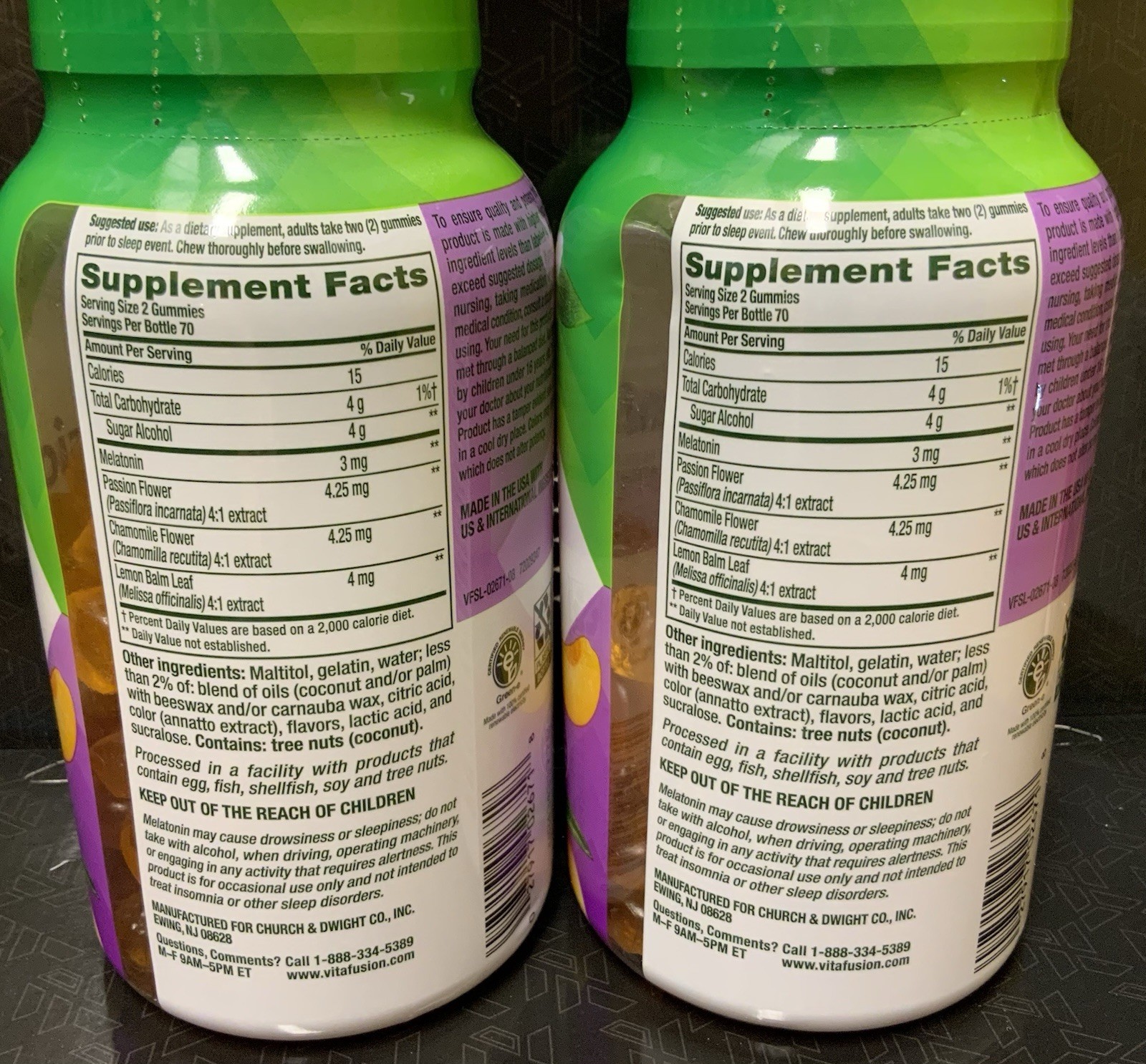 😴 2 x Vitafusion Sleep Gummies 140 In Each, Peach/White Tea Flavor, Exp 12/26