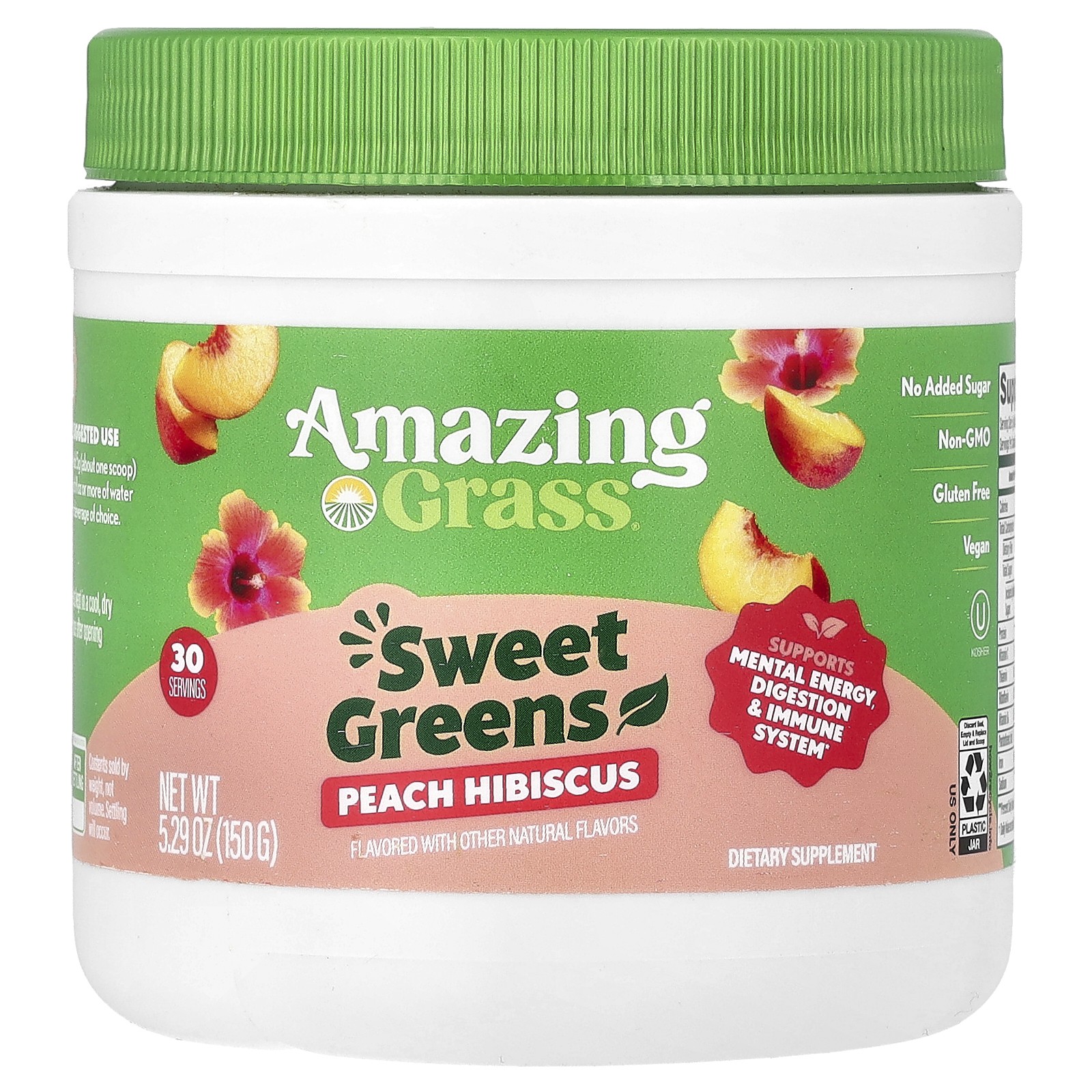 Sweet Greens, Peach Hibiscus, 5.29 oz (150 g)