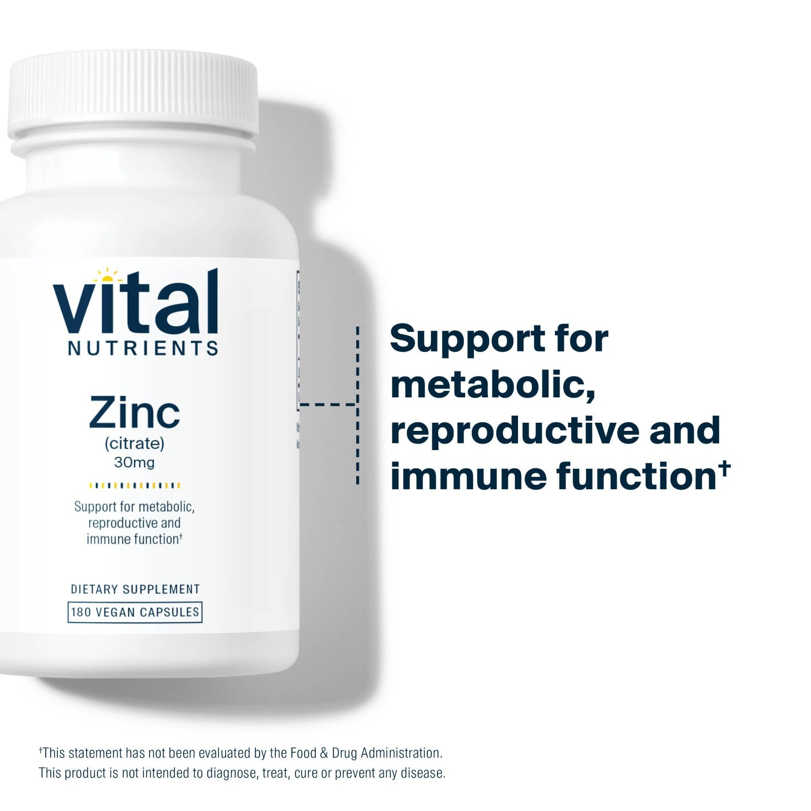 Zinc Citrate 30mg – Immune Support Supplement, Vegan, Gluten & Dairy Free, 90 Ca