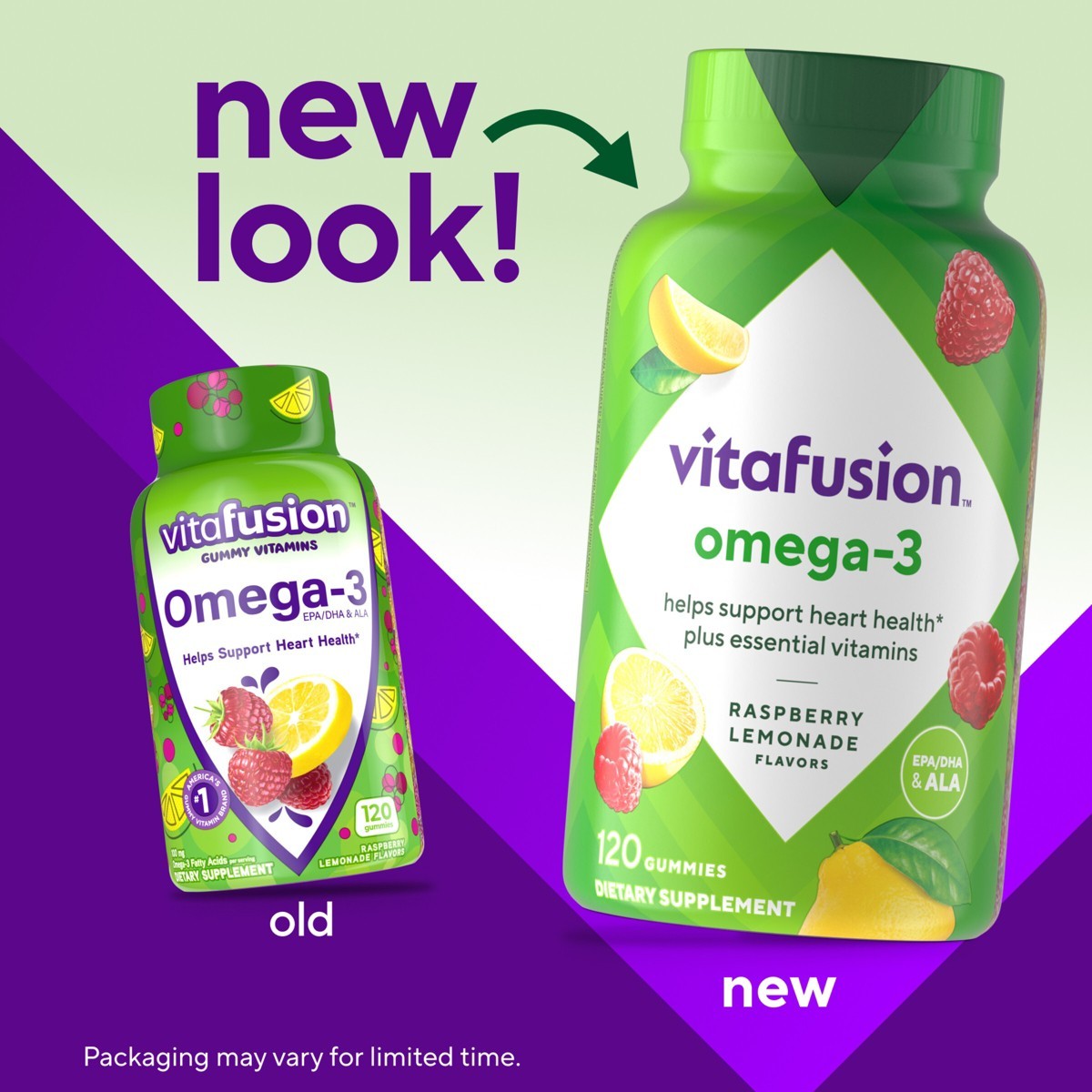 Vitafusion Omega-3 Gummies – Berry & Lemonade – 120ct: Gluten-Free