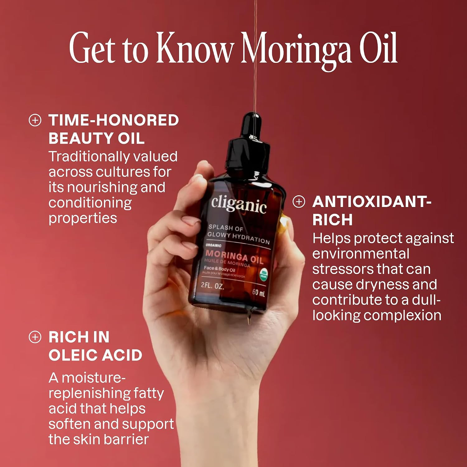Organic Moringa Oil, 100% Pure – for Face & Hair | Natural Cold Pressed (Packagi