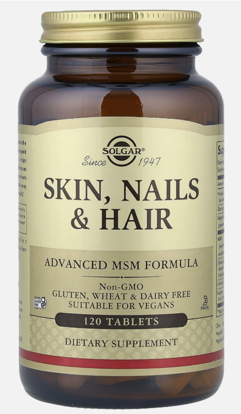 Solgar Skin, Nails and Hair Advanced MSM Formula Tablets – 120 Count EXP 12/2027