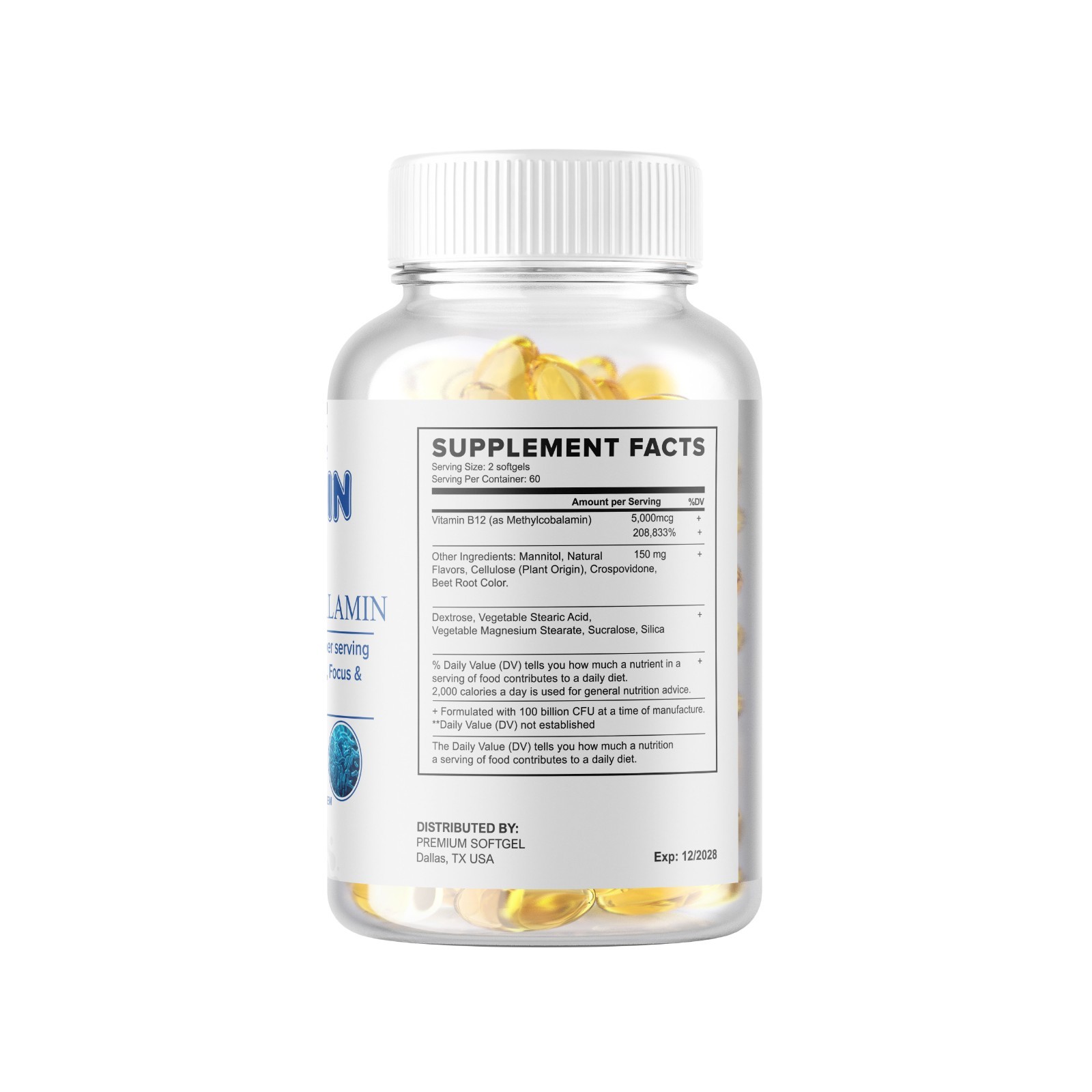 Vitamin B12 Methylcobalamin 5000mcg 120 Softgels High Potency Brain Support USA