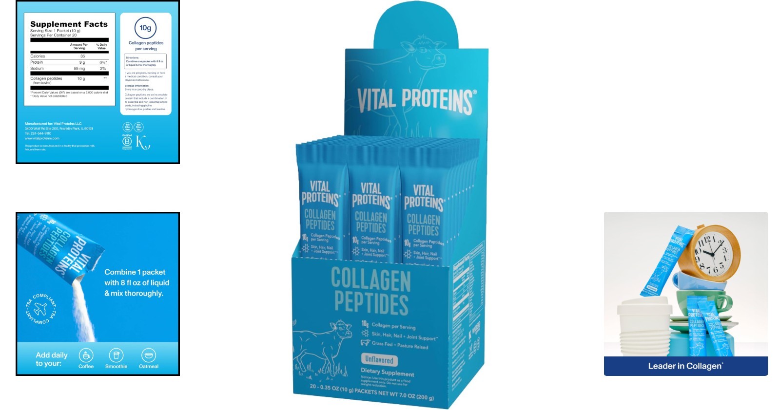 Hydrolyzed Collagen Peptides Travel Pack — 20 Convenient Single-Serve Packets…