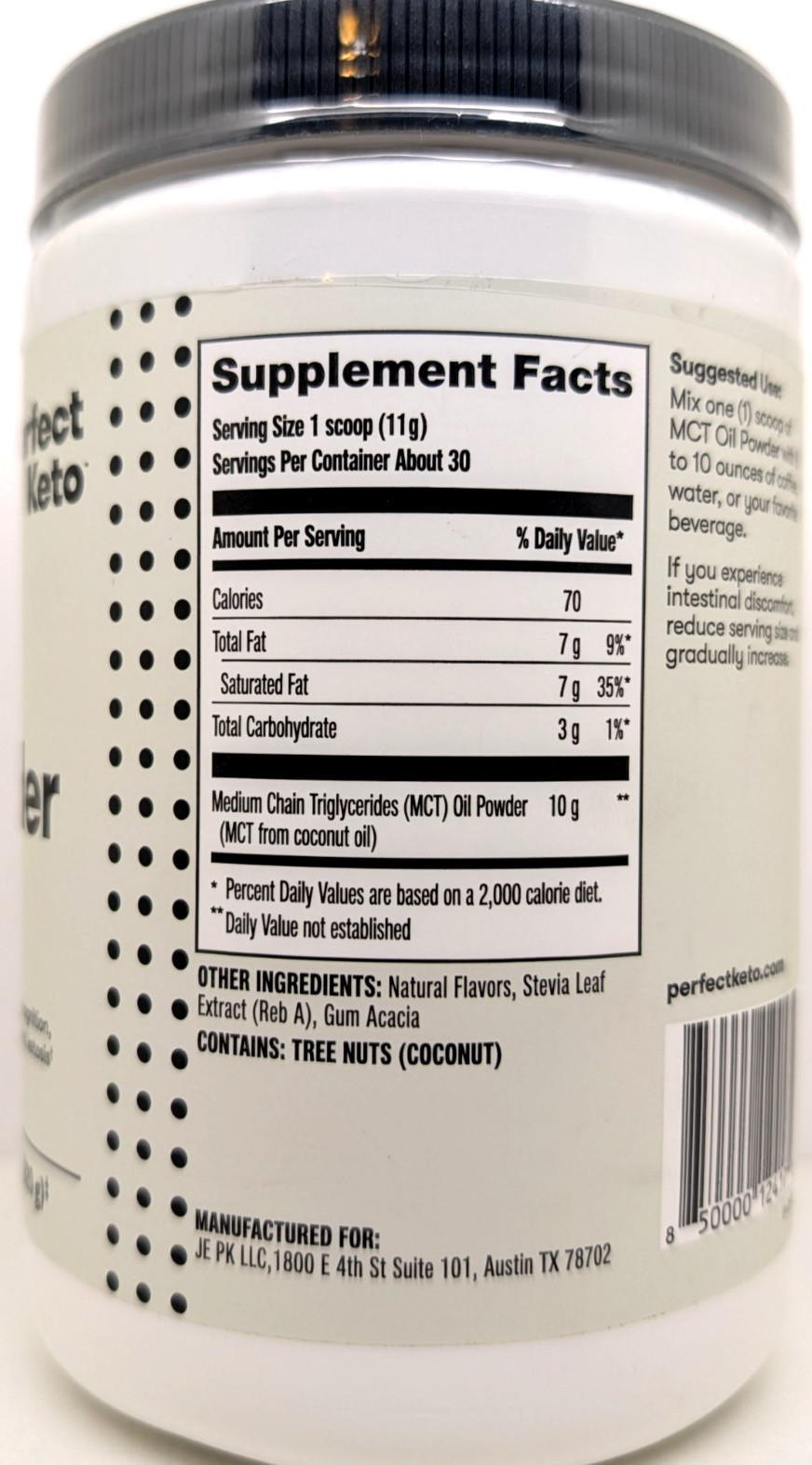Perfect Keto MCT Oil Powder Vanilla Dietary Supplement 11.3oz Exp 03/28