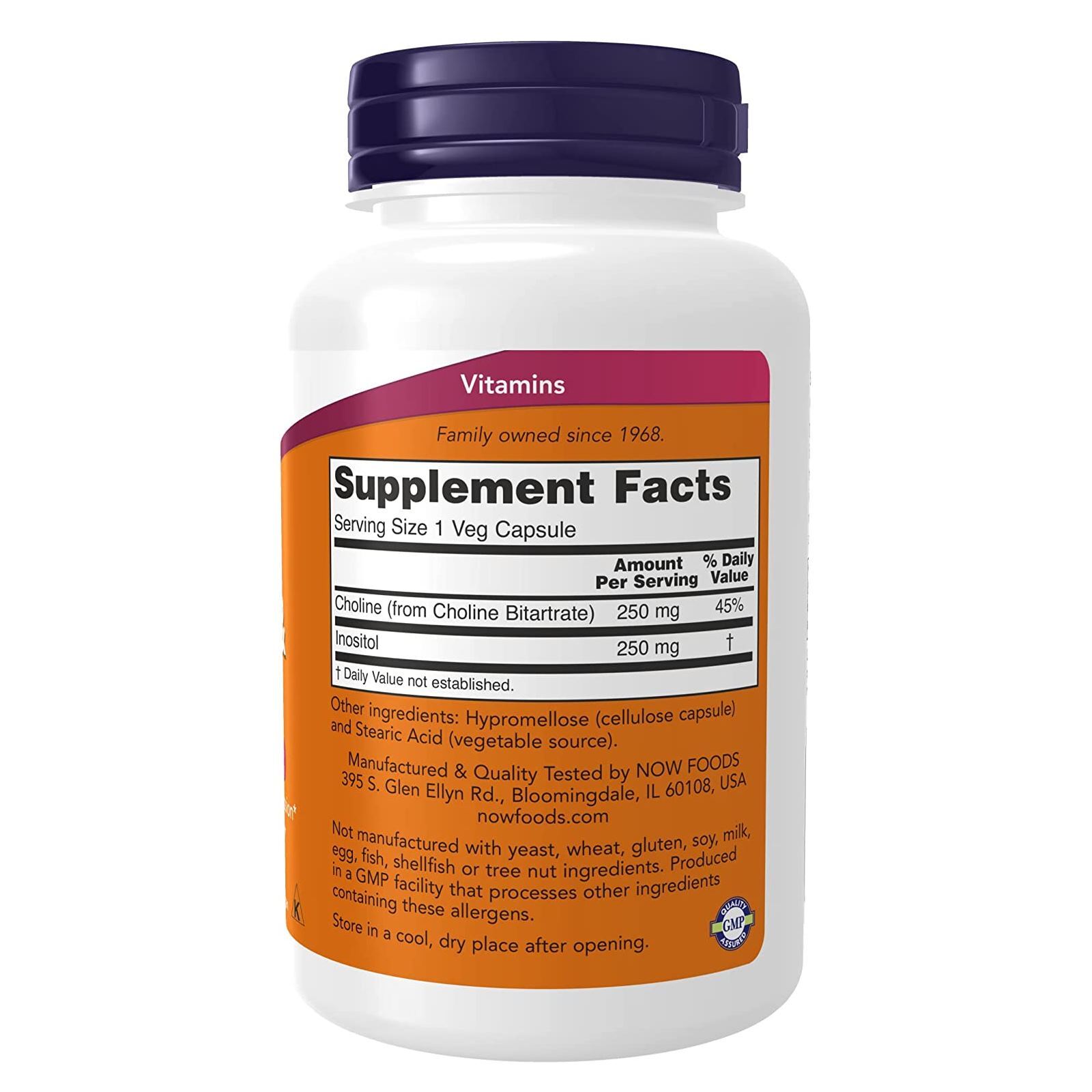 NOW FOODS Choline & Inositol 500 mg Capsules