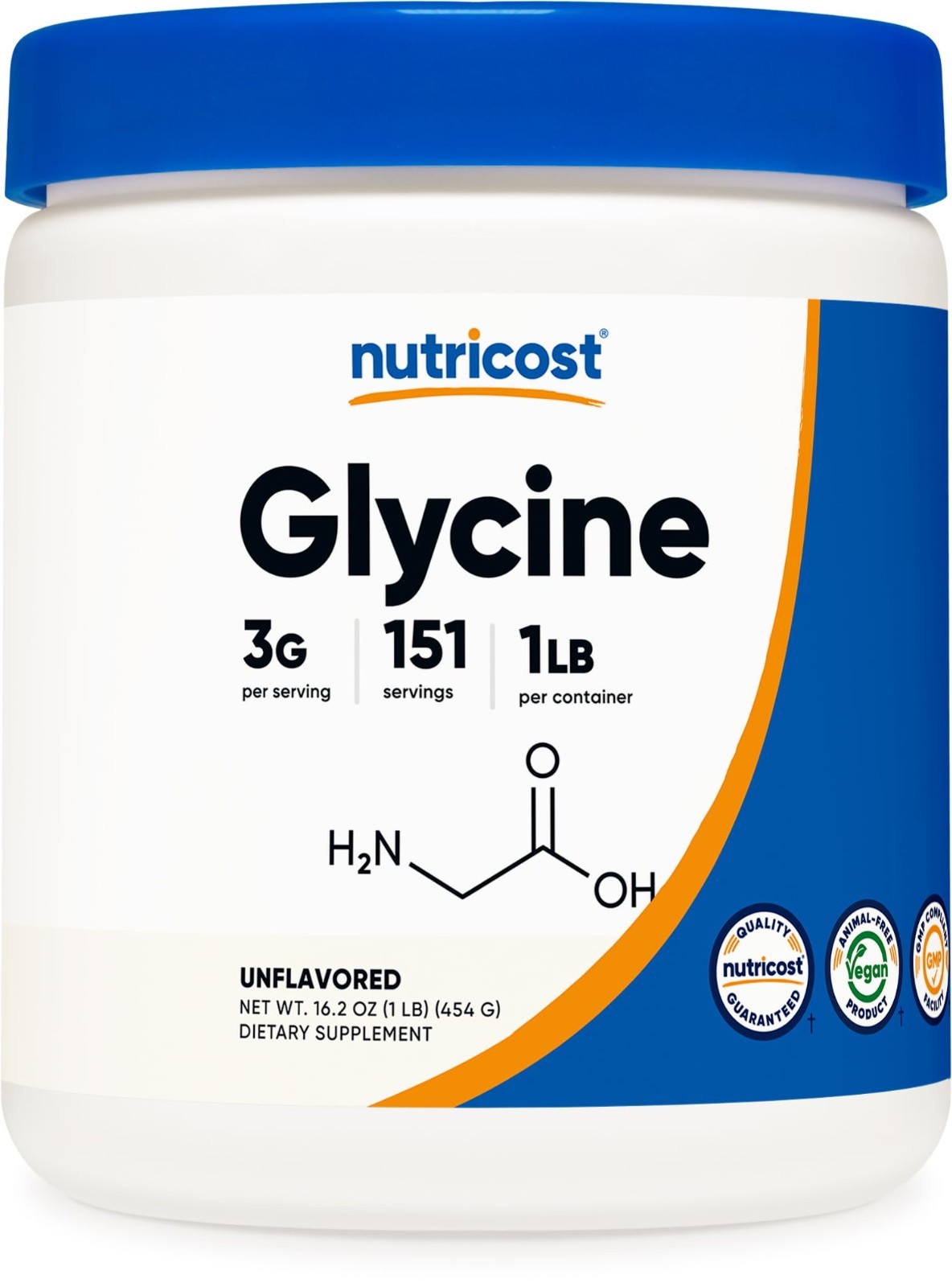 Glycine Powder 1lb – Non-GMO, Gluten Free, Pure Amino Acid Supplement