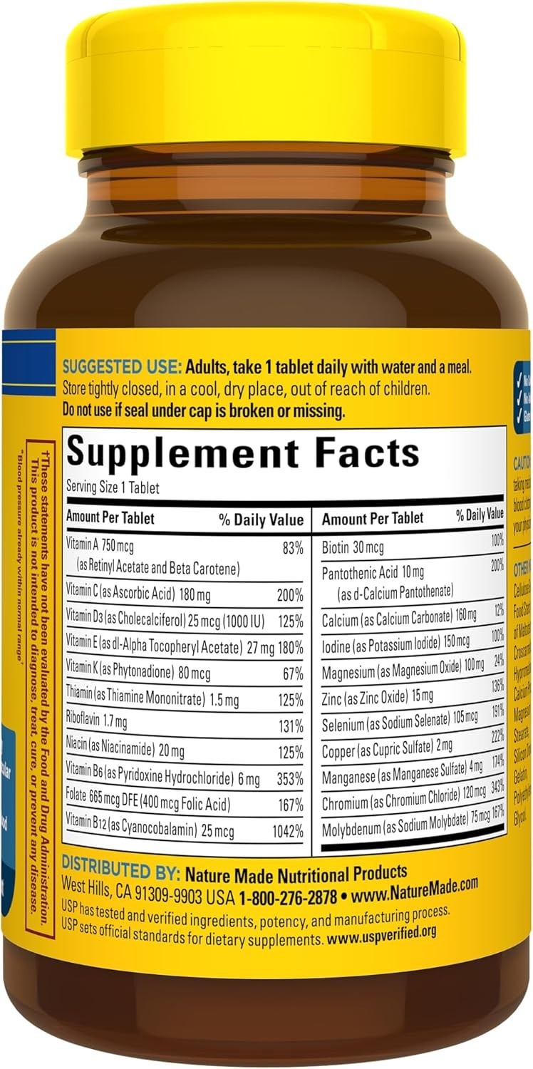 Nature Made Multi For Him 50+ Men’s Multivitamin 90 Tablets Gluten Free USA
