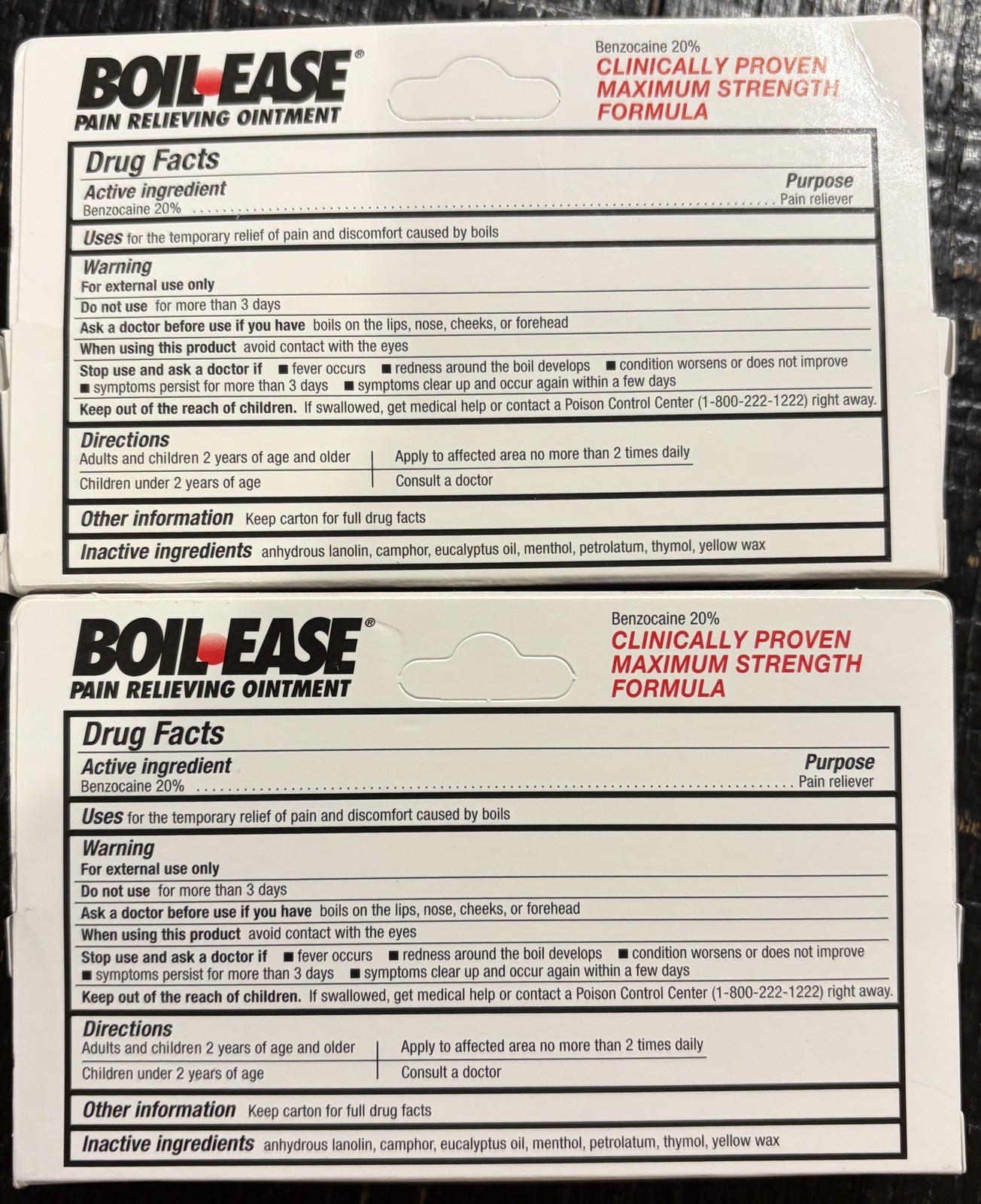 Boil Ease Pain Relieving Ointment, 2 Pack, NEW, See Description