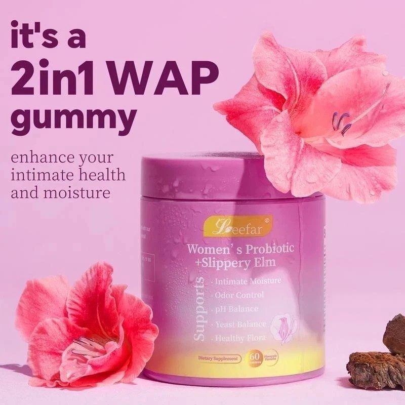 NEW Leefar Women’s Probiotic Slippery Elm Pineapple – 60 gummies