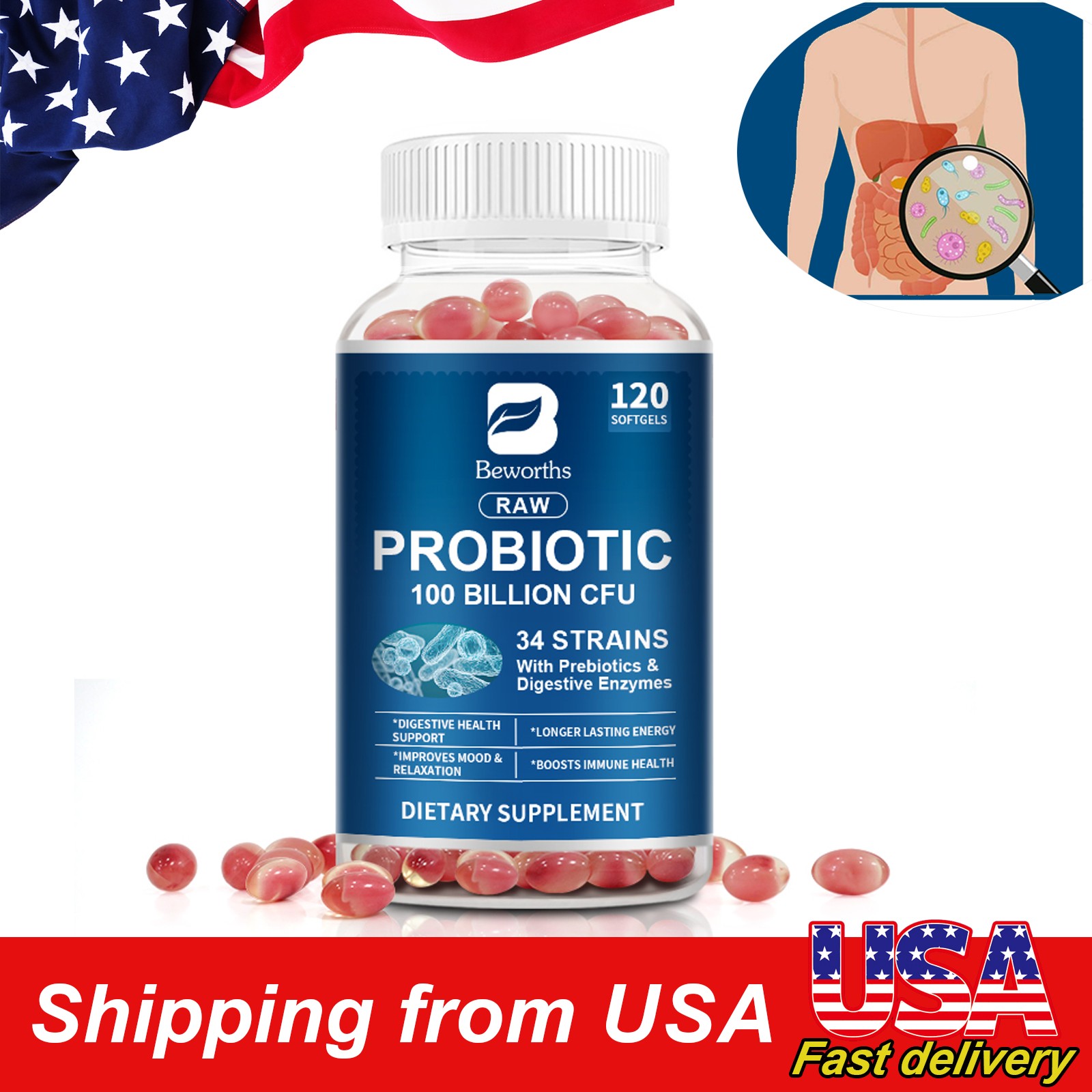 Daily Digestive Enzymes with Prebiotics Probiotics 120 capsules