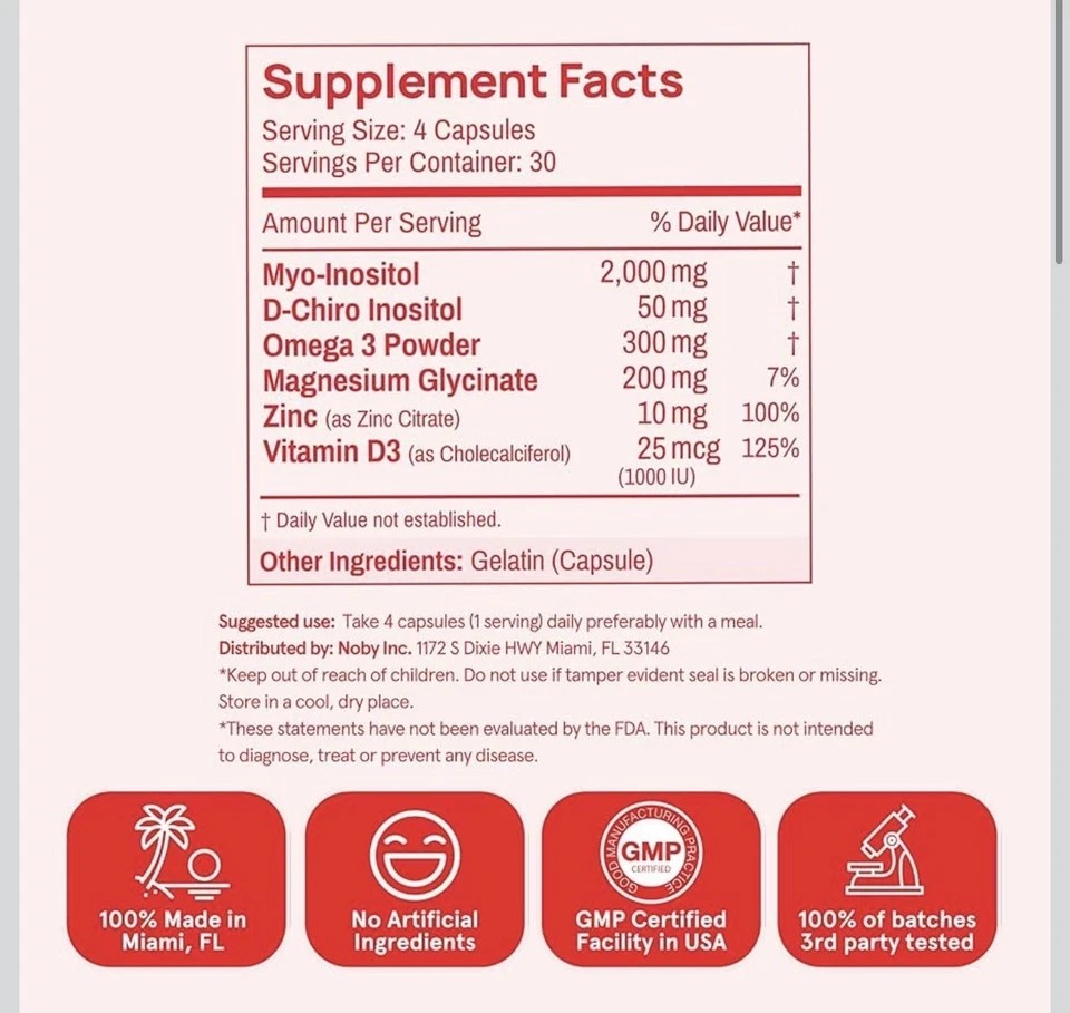 Peach Perfect Inositol Multivitamin, 120 Capsules-+