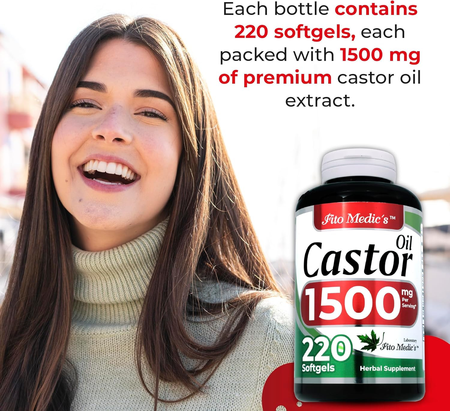 Lab | Castor Oil Pills |220 Softgels |1500 Mg| Castor Oil Softgels | Concentrate