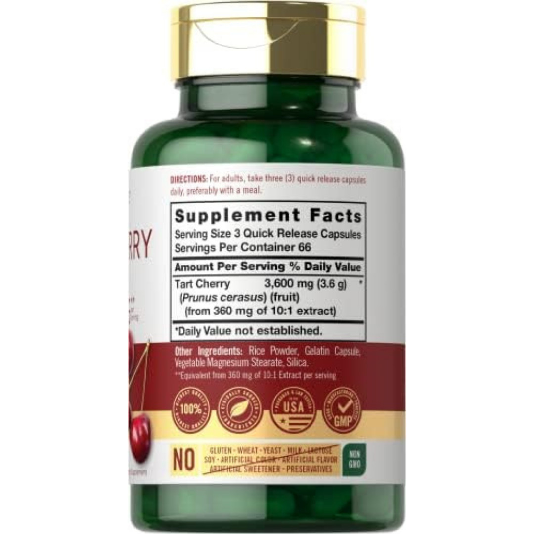 Tart Cherry Capsules | 3600mg Extract | 200 Count | by Carlyle