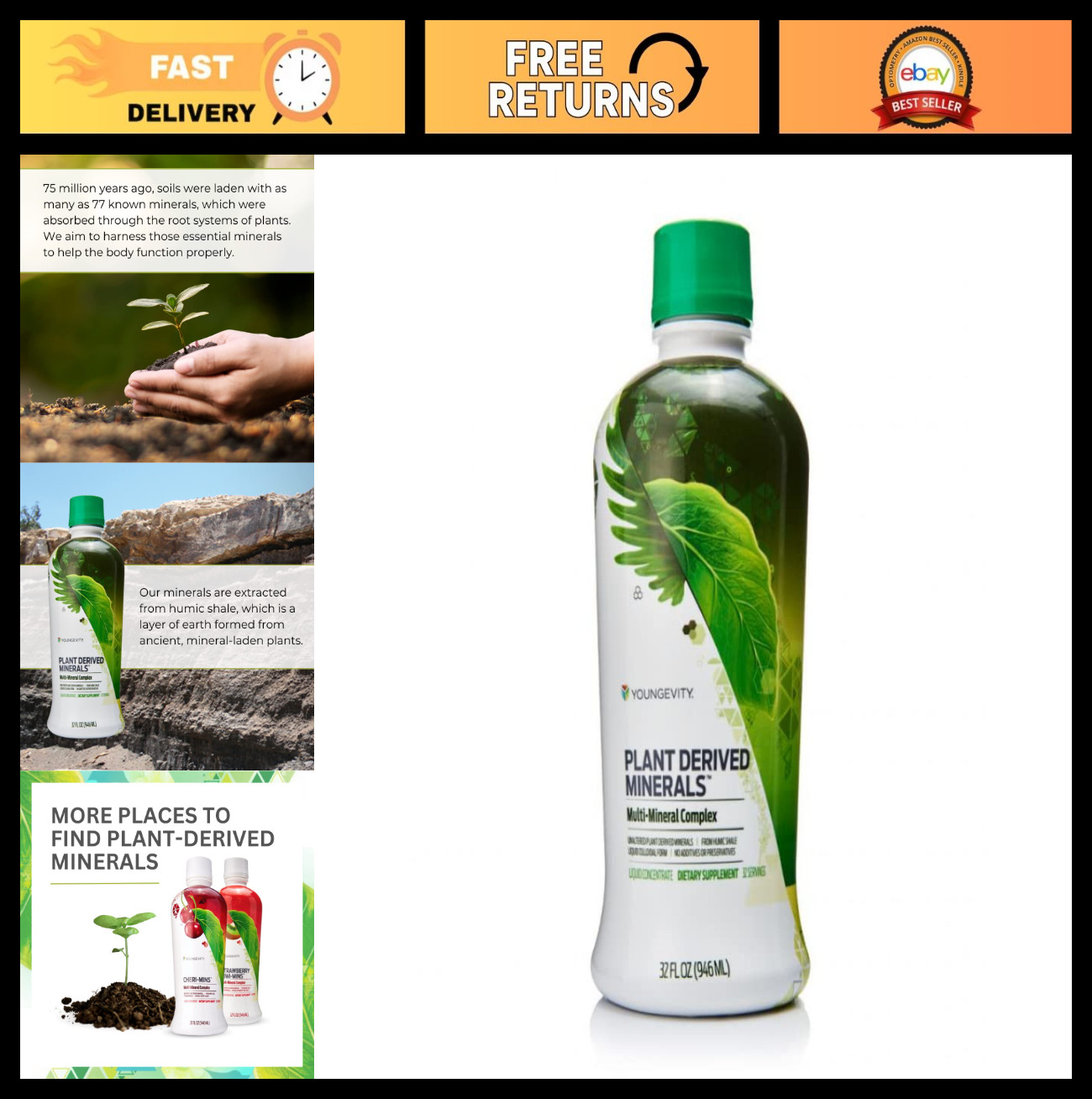 Plant-Derived Liquid Minerals – 77+ Natural Trace Minerals, 19,000mg Colloidal 3