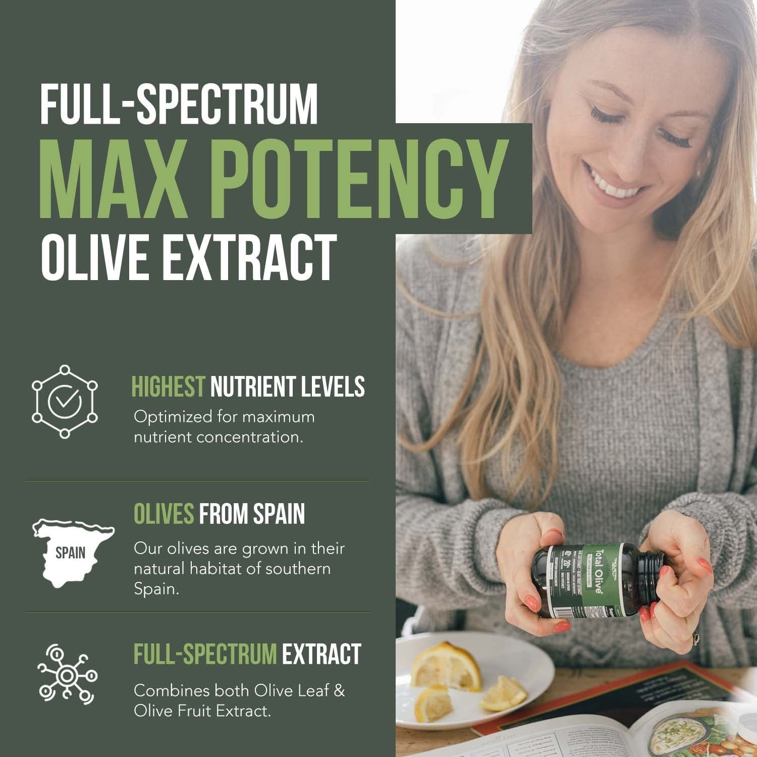 Olive Leaf & Fruit Extract 40% Oleuropein, 20% Hydroxytyrosol, 60 Caps, Enhanced