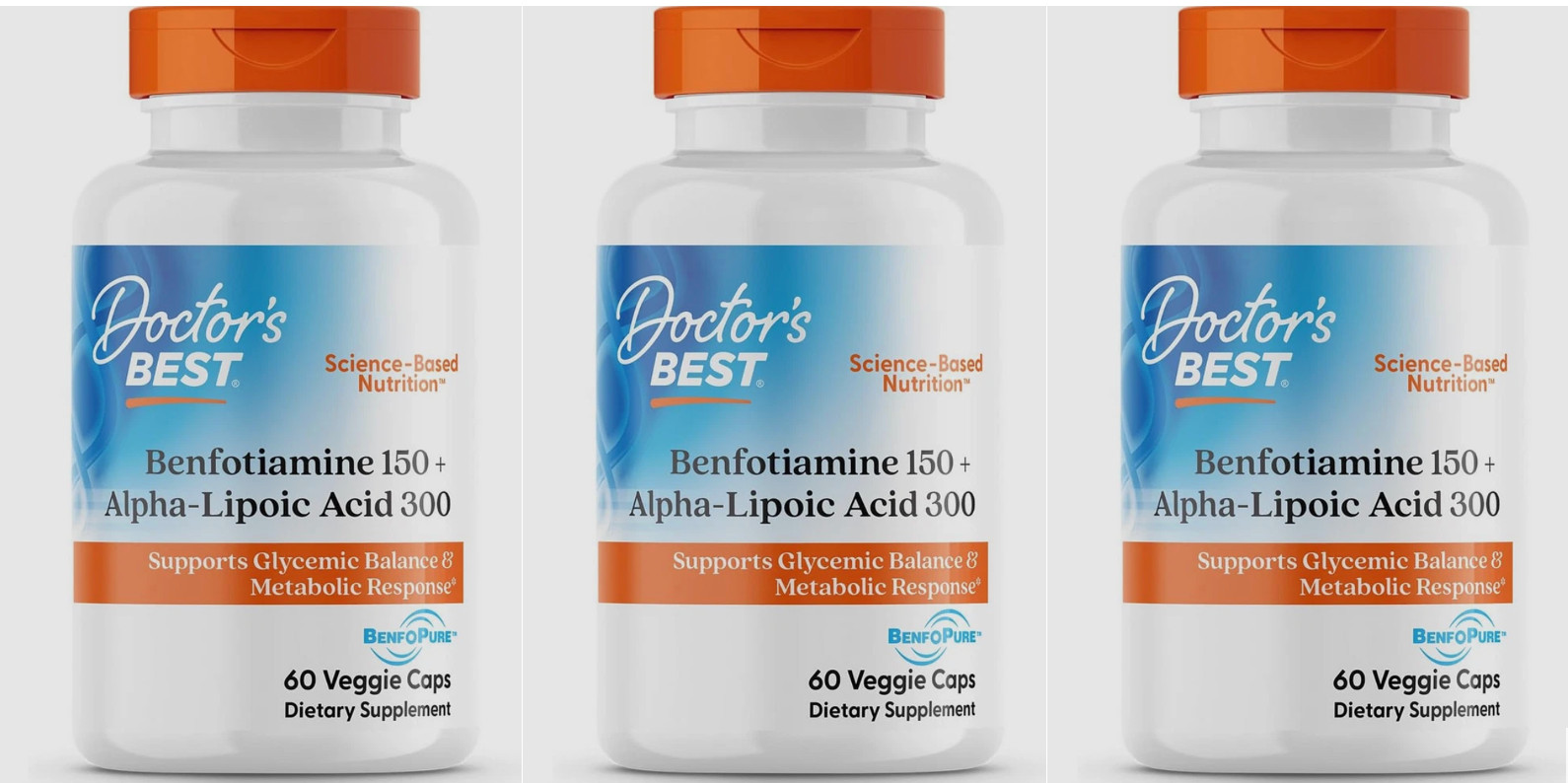 3X Doctor’s Best Benfotiamine 150+Alpha-Lipoic Acid 300 + Benfopure EXP 07/2026