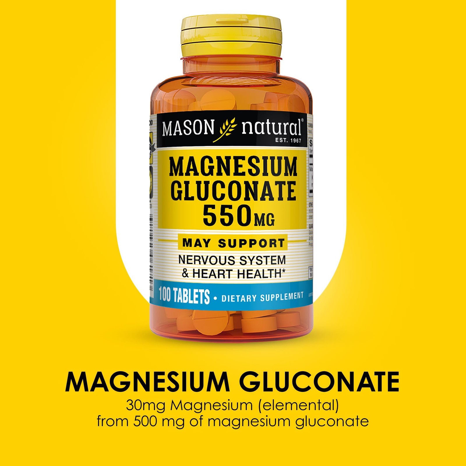 Mason Natural Magnesium Supplement 100 Count Easy to Swallow Daily Support