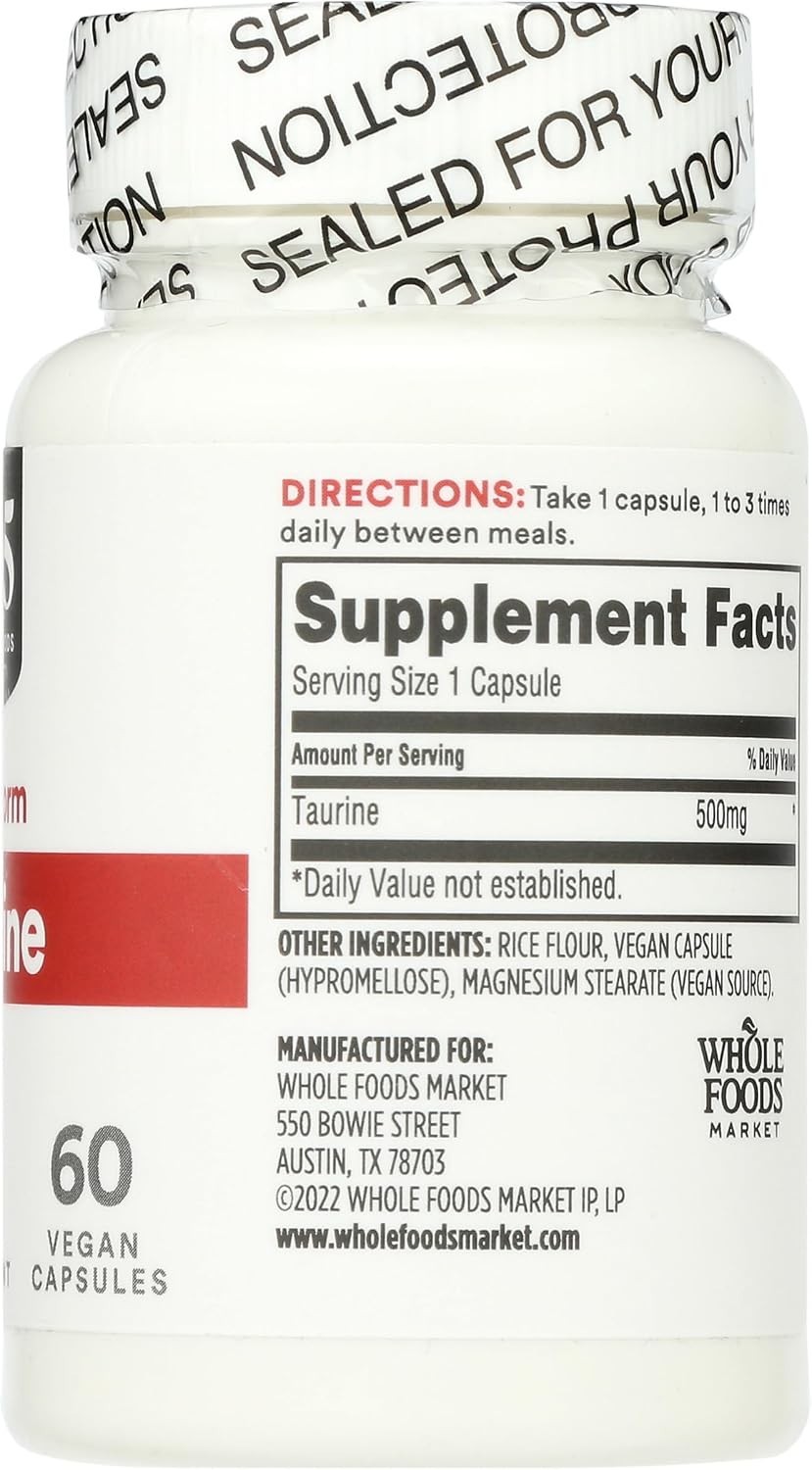 Taurine 500mg – 60 Count Capsules for Antioxidant Support & Energy